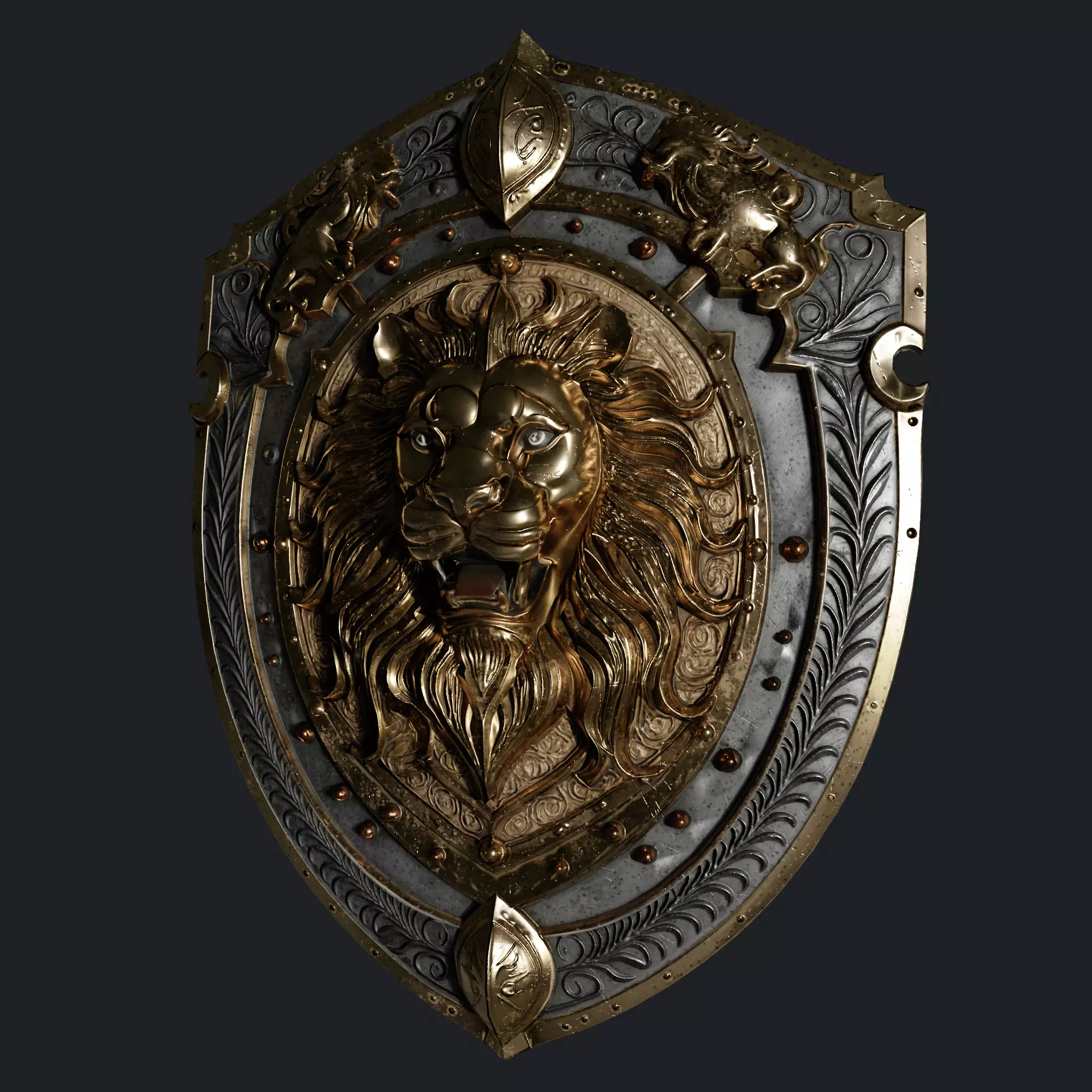 Medieval Knight Fantasy Shield Armor  x3 Textures Low-poly 3D model_19