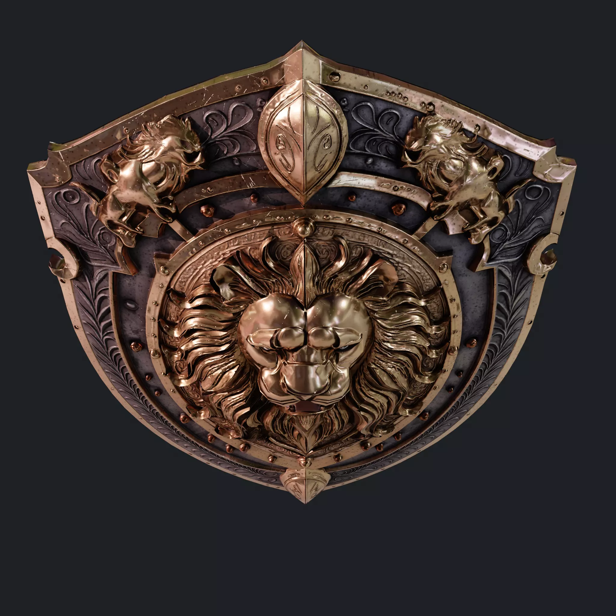 Medieval Knight Fantasy Shield Armor  x3 Textures Low-poly 3D model_22