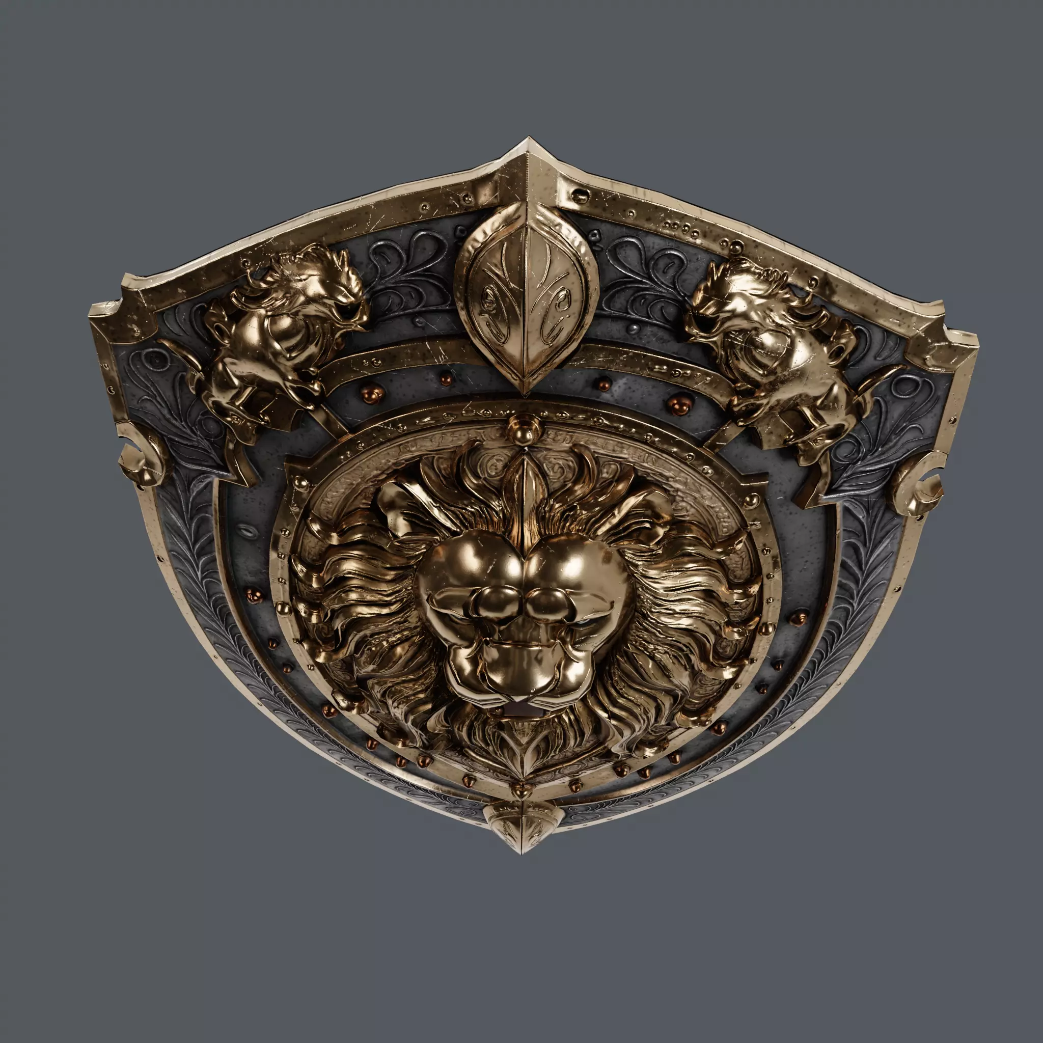 Medieval Knight Fantasy Shield Armor  x3 Textures Low-poly 3D model_11