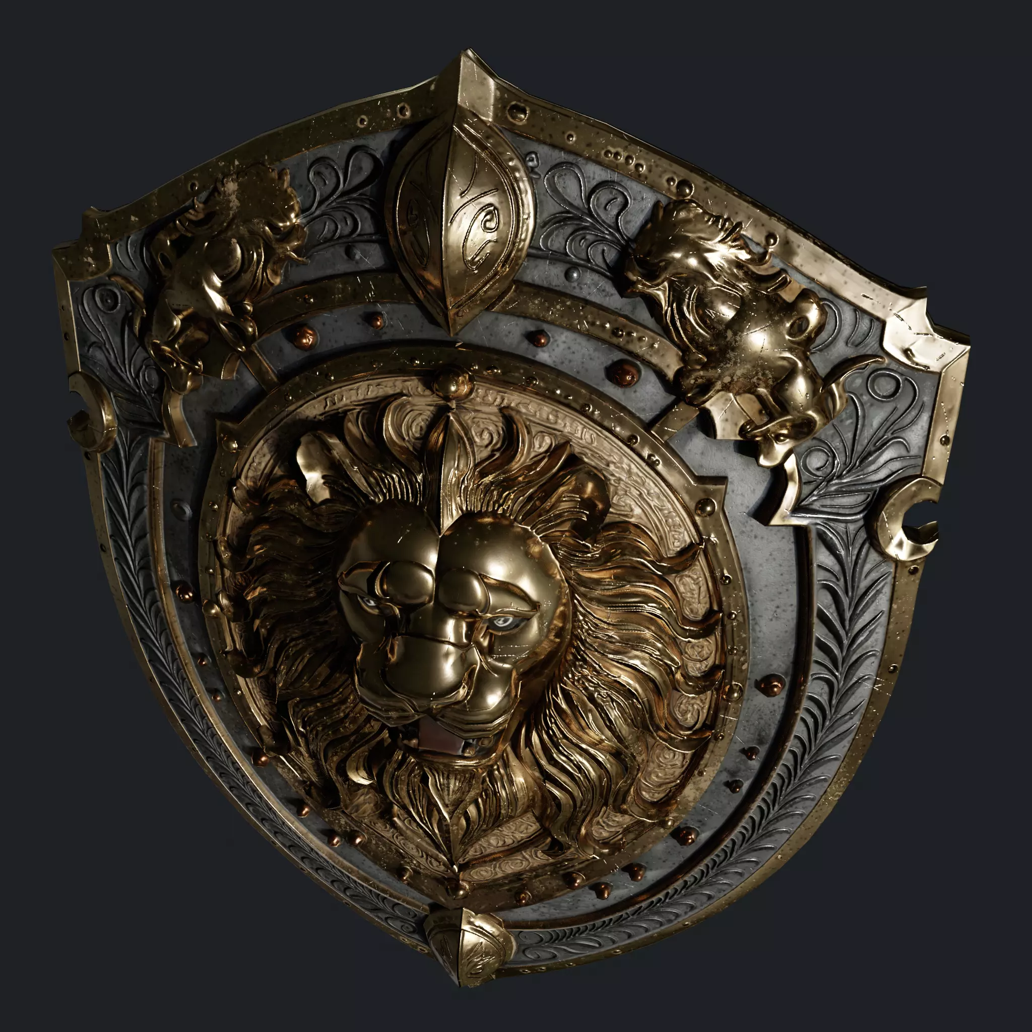 Medieval Knight Fantasy Shield Armor  x3 Textures Low-poly 3D model_21