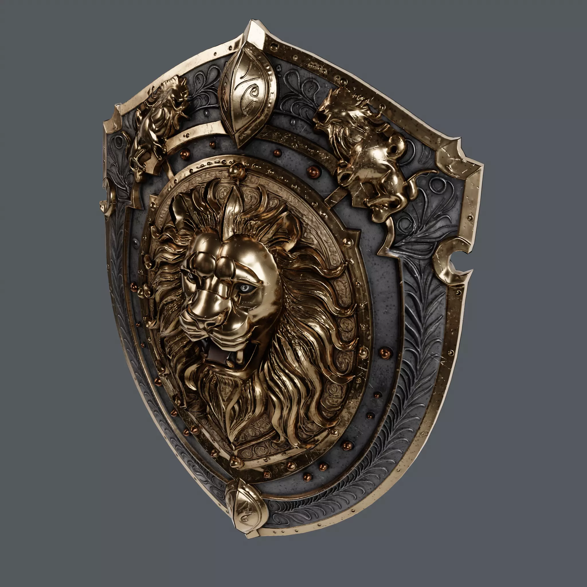 Medieval Knight Fantasy Shield Armor  x3 Textures Low-poly 3D model_10