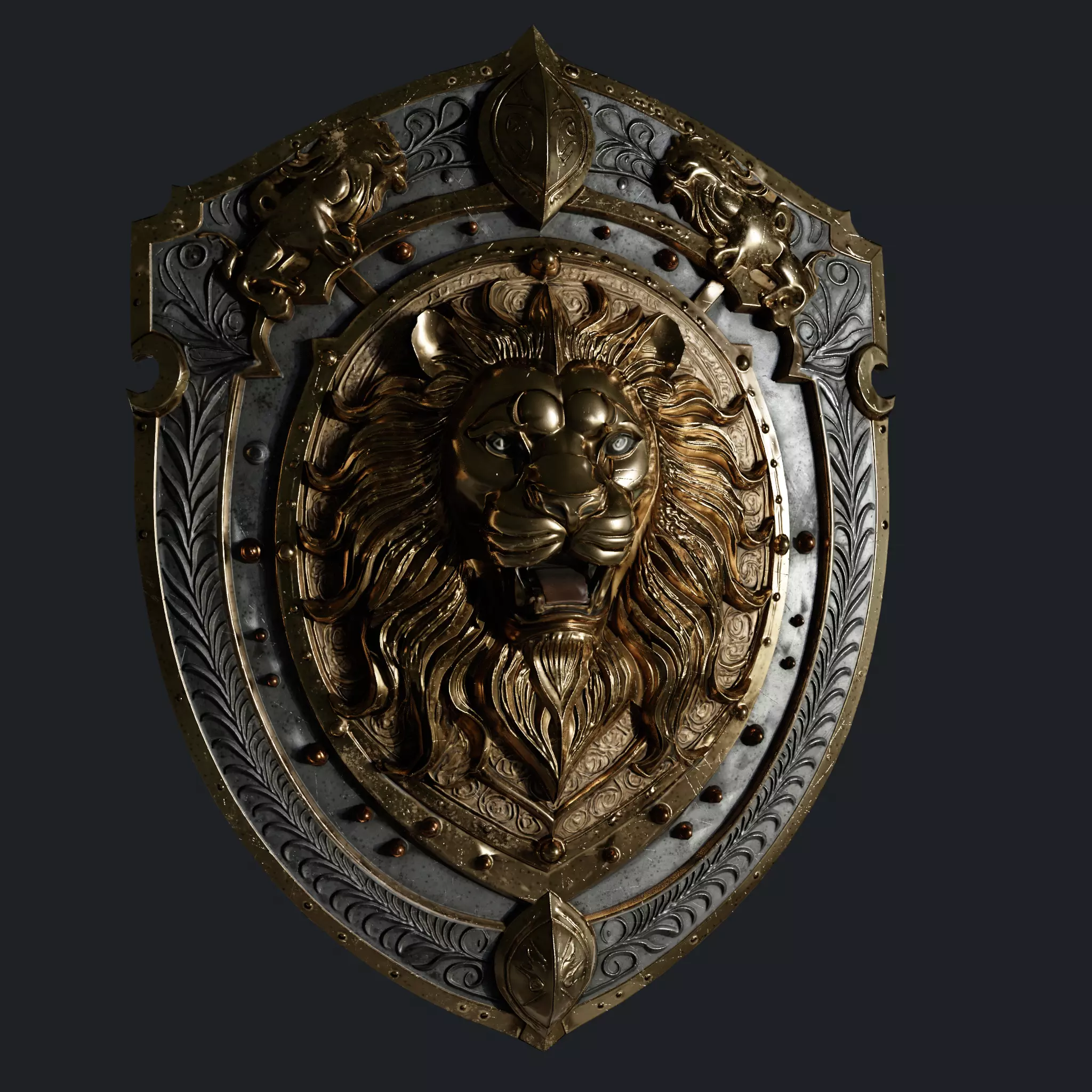 Medieval Knight Fantasy Shield Armor  x3 Textures Low-poly 3D model_18