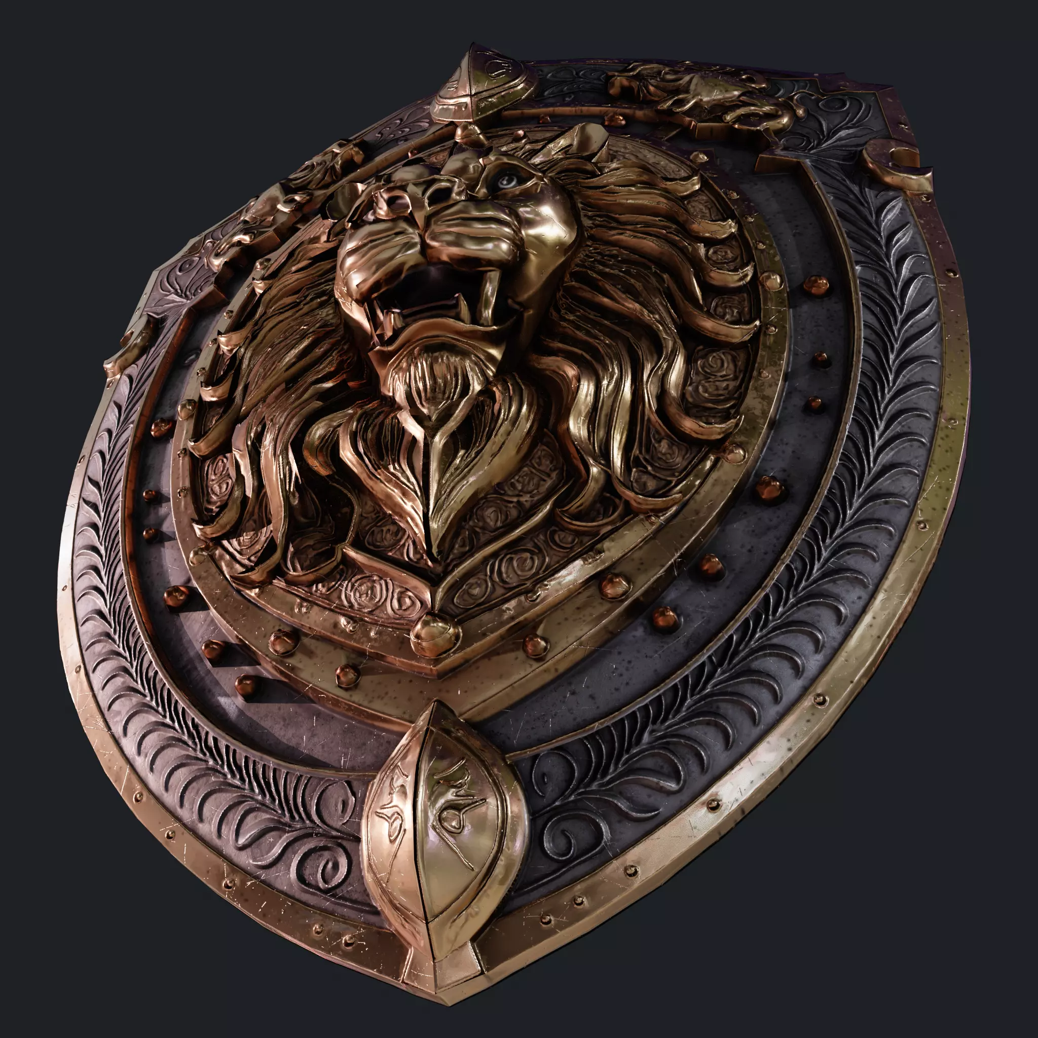 Medieval Knight Fantasy Shield Armor  x3 Textures Low-poly 3D model_27