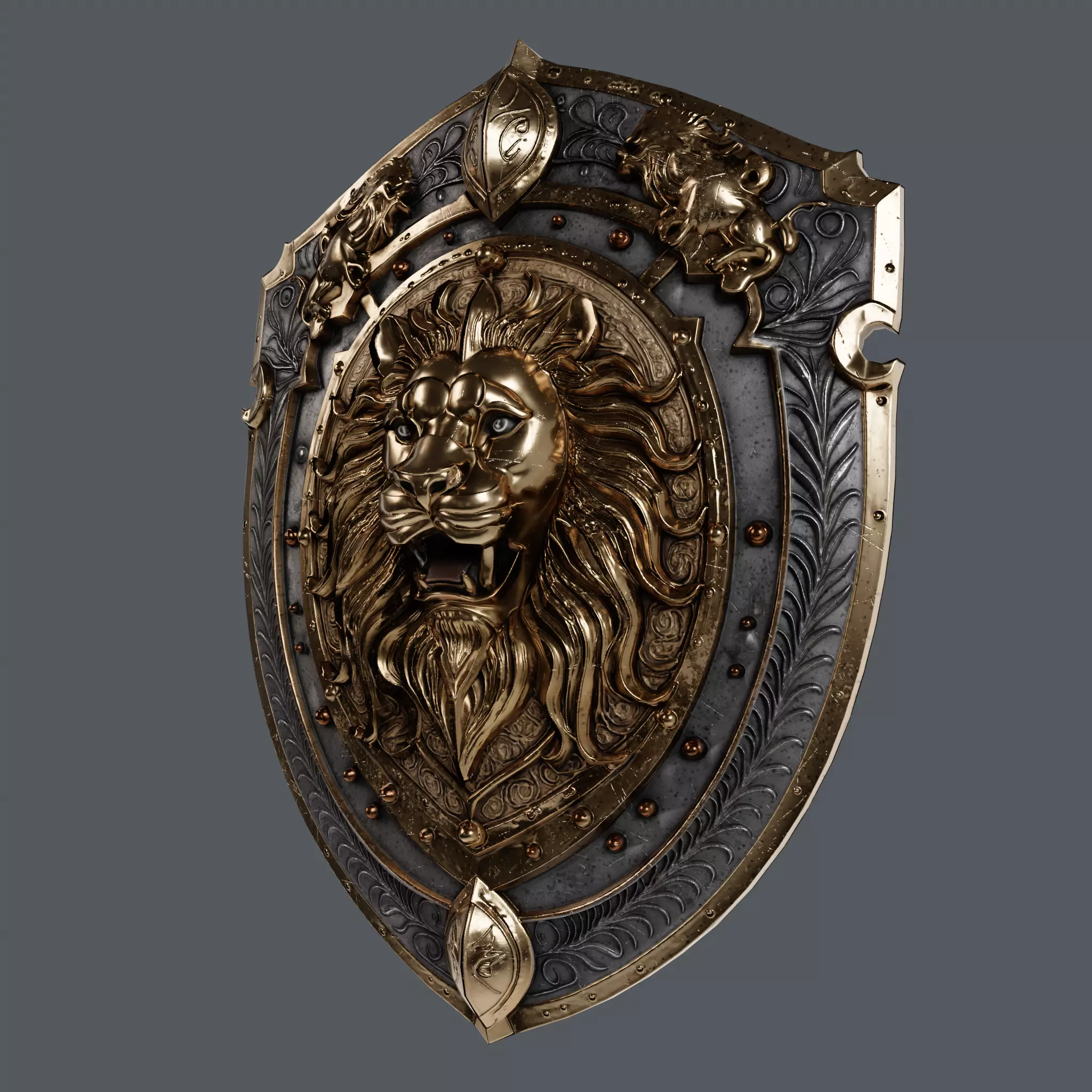 Medieval Knight Fantasy Shield Armor  x3 Textures Low-poly 3D model_9