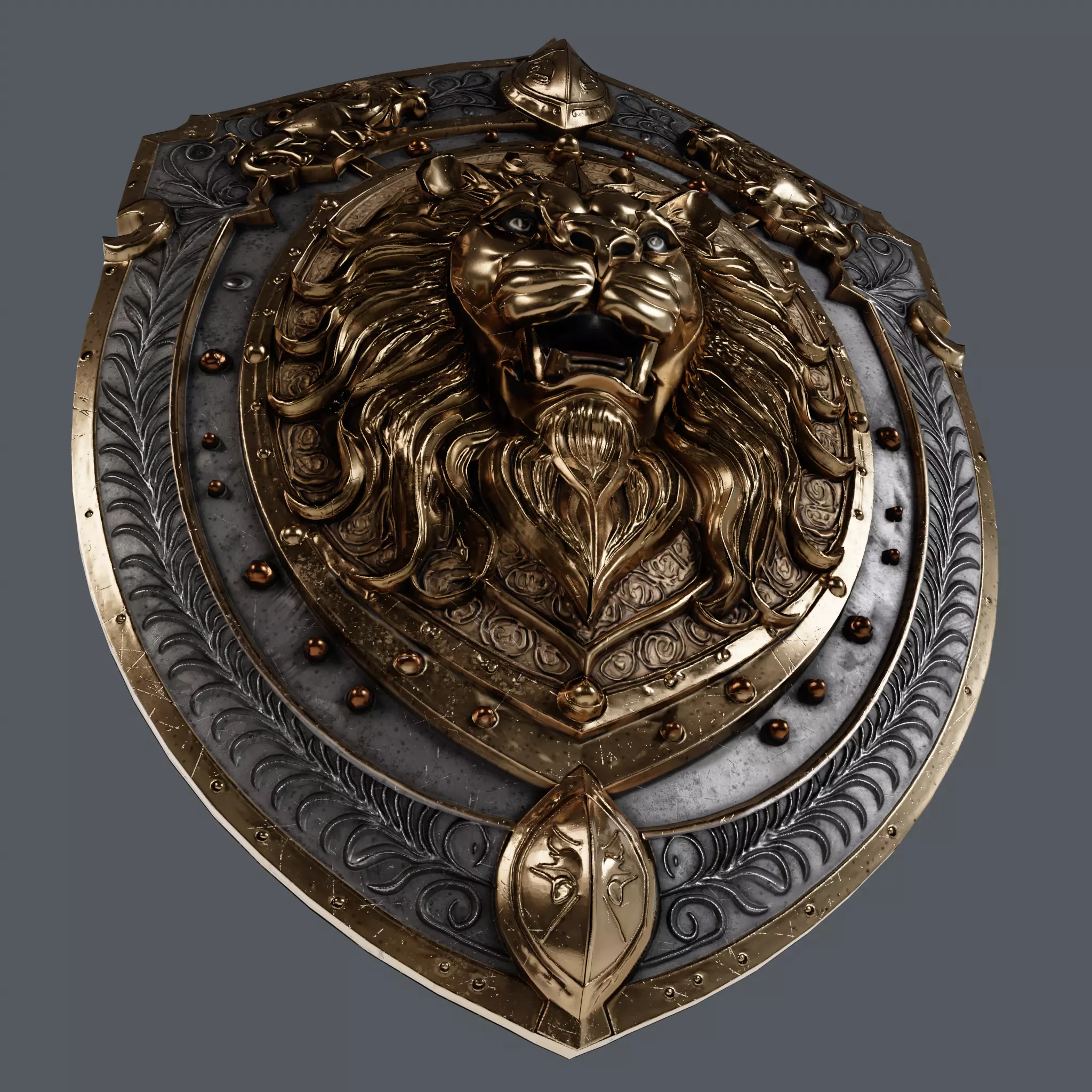 Medieval Knight Fantasy Shield Armor  x3 Textures Low-poly 3D model_6