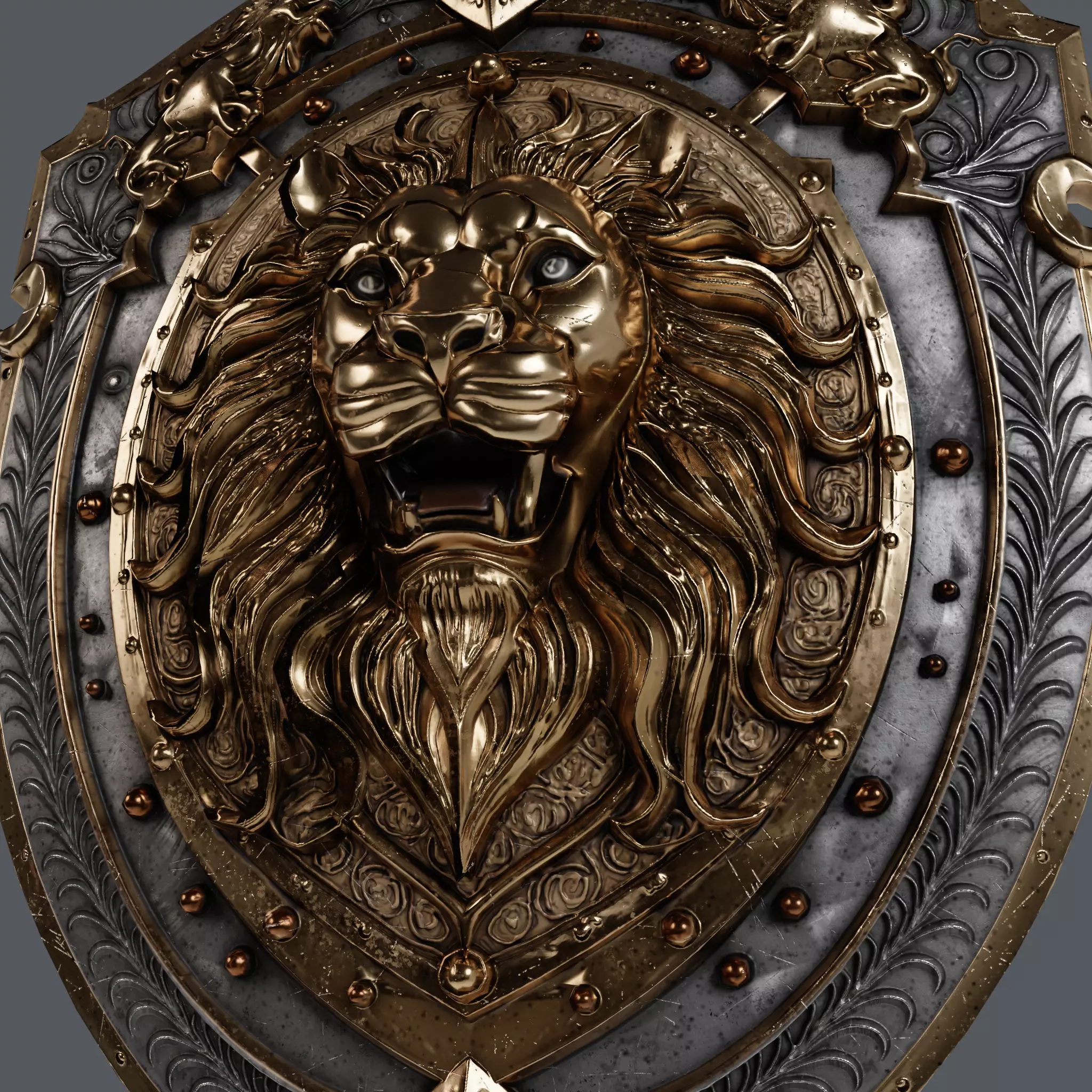 Medieval Knight Fantasy Shield Armor  x3 Textures Low-poly 3D model_8