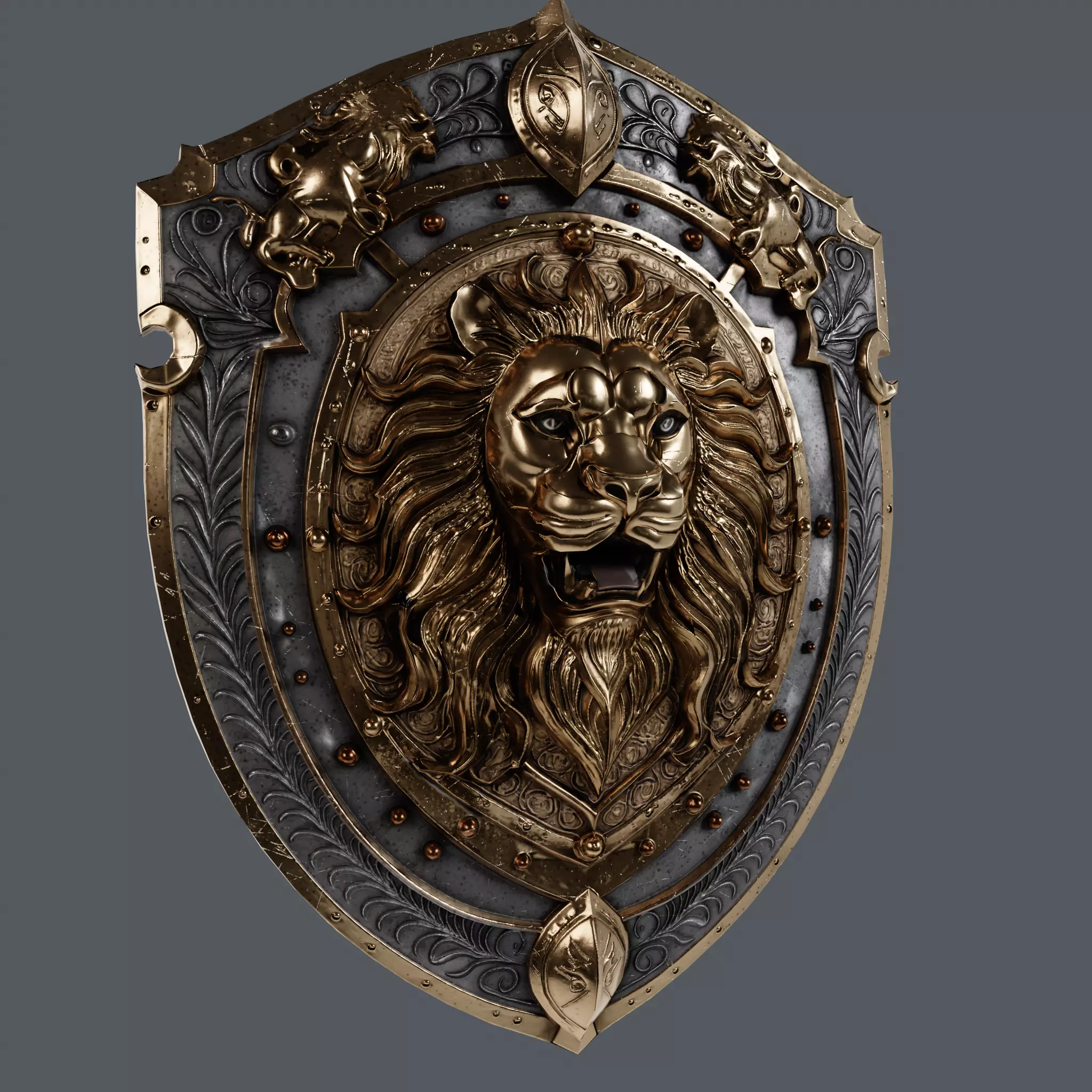 Medieval Knight Fantasy Shield Armor  x3 Textures Low-poly 3D model_14