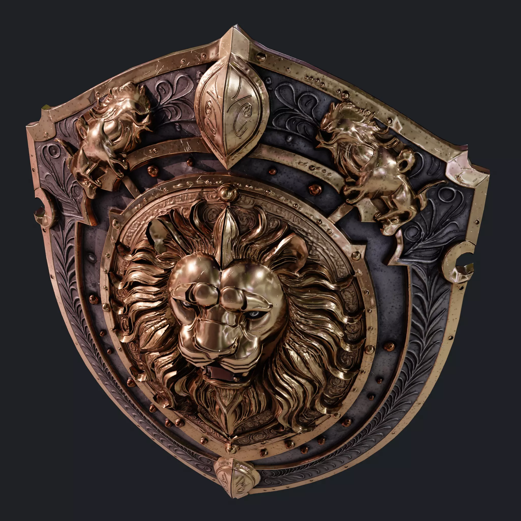 Medieval Knight Fantasy Shield Armor  x3 Textures Low-poly 3D model_23