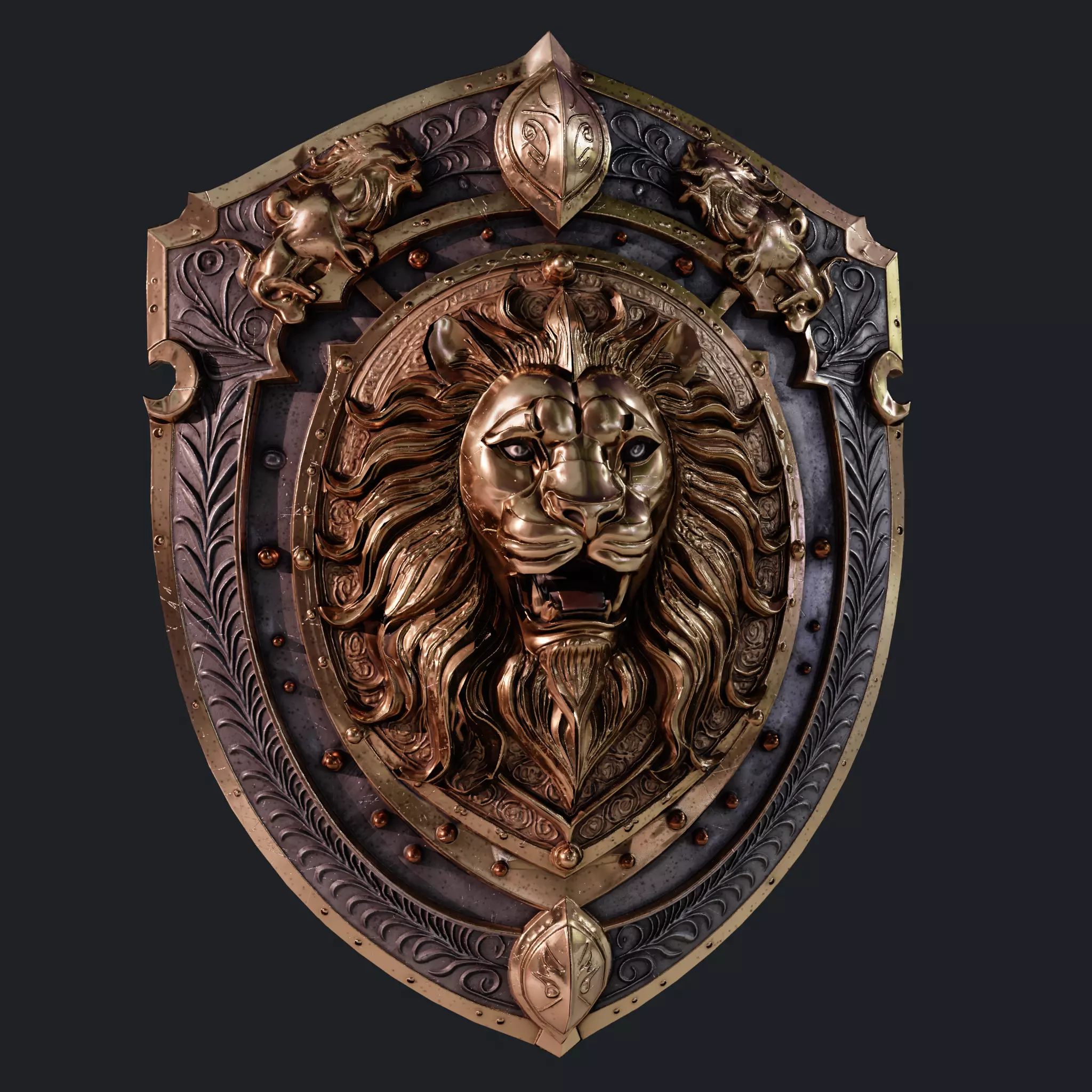 Medieval Knight Fantasy Shield Armor  x3 Textures Low-poly 3D model_24