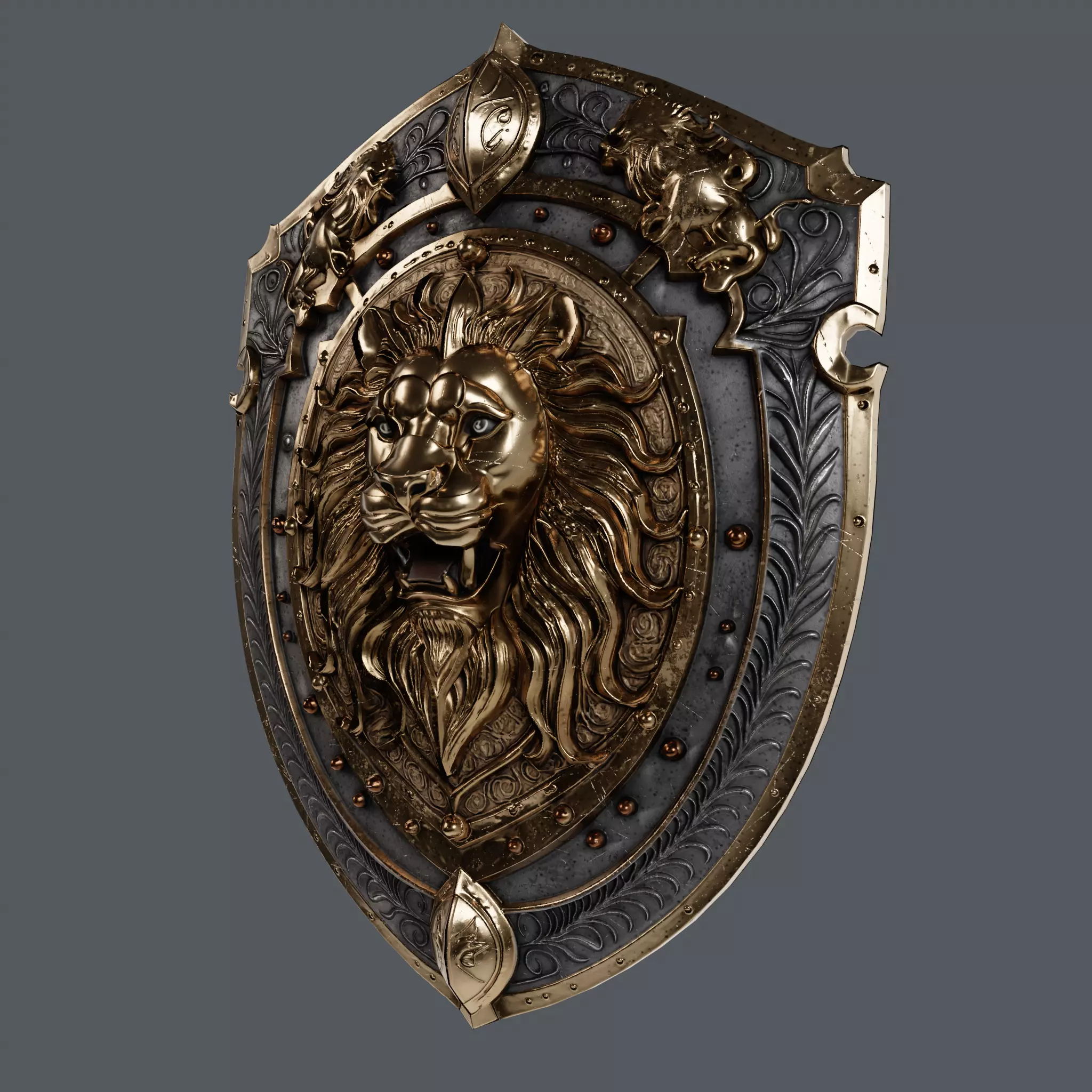 Medieval Knight Fantasy Shield Armor  x3 Textures Low-poly 3D model_15