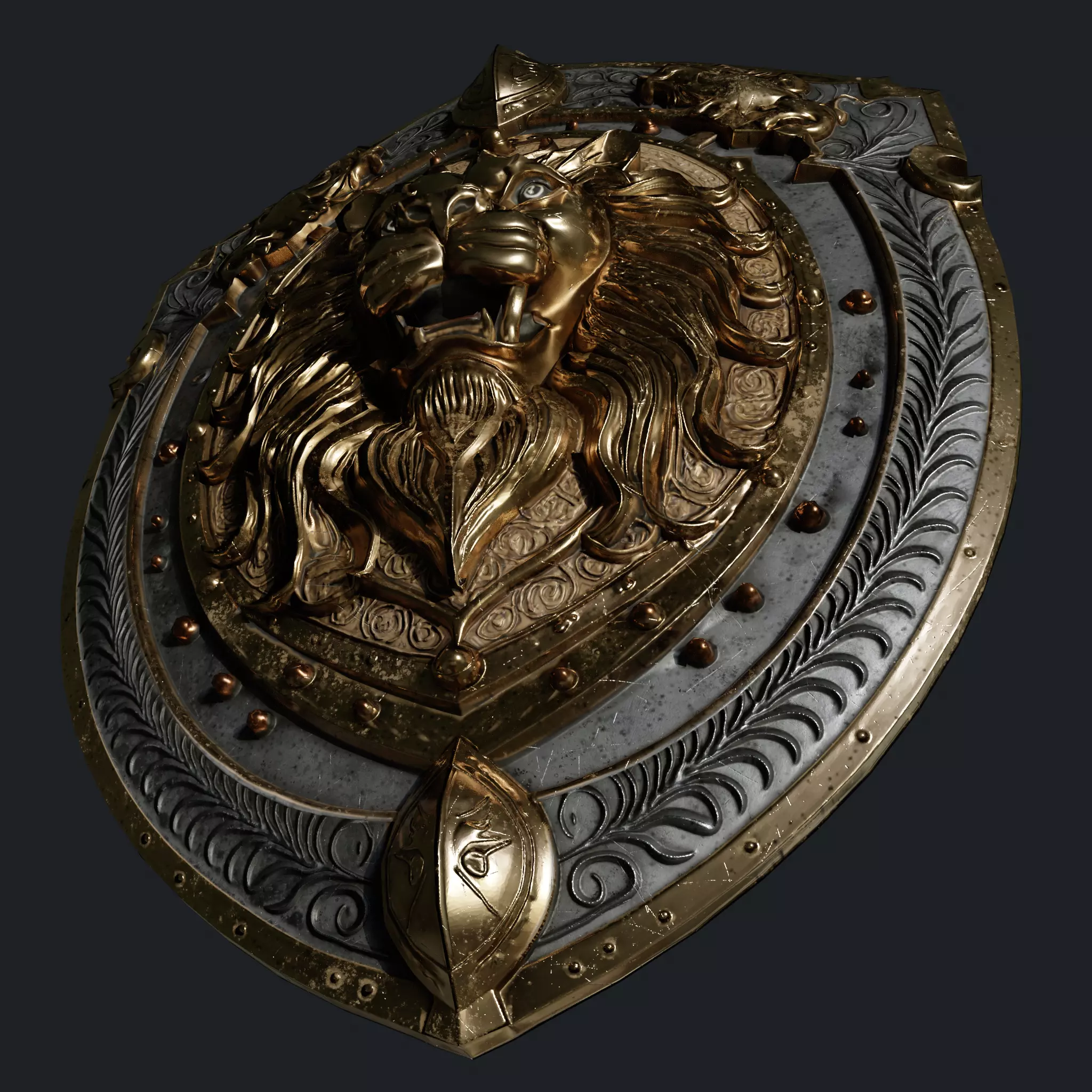 Medieval Knight Fantasy Shield Armor  x3 Textures Low-poly 3D model_20