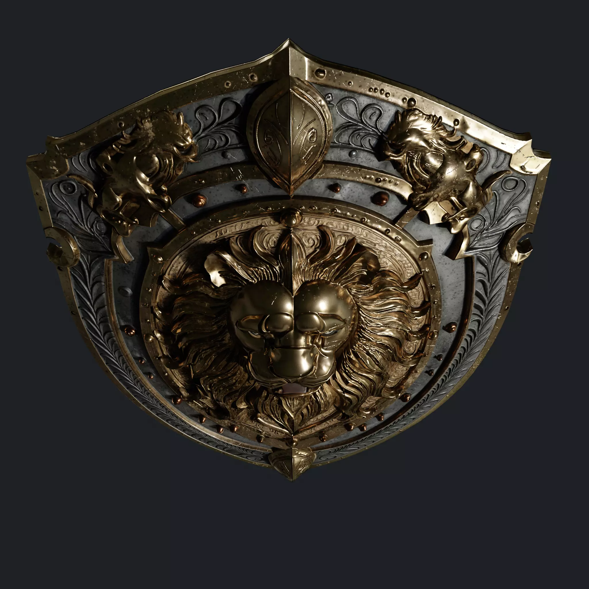 Medieval Knight Fantasy Shield Armor  x3 Textures Low-poly 3D model_16