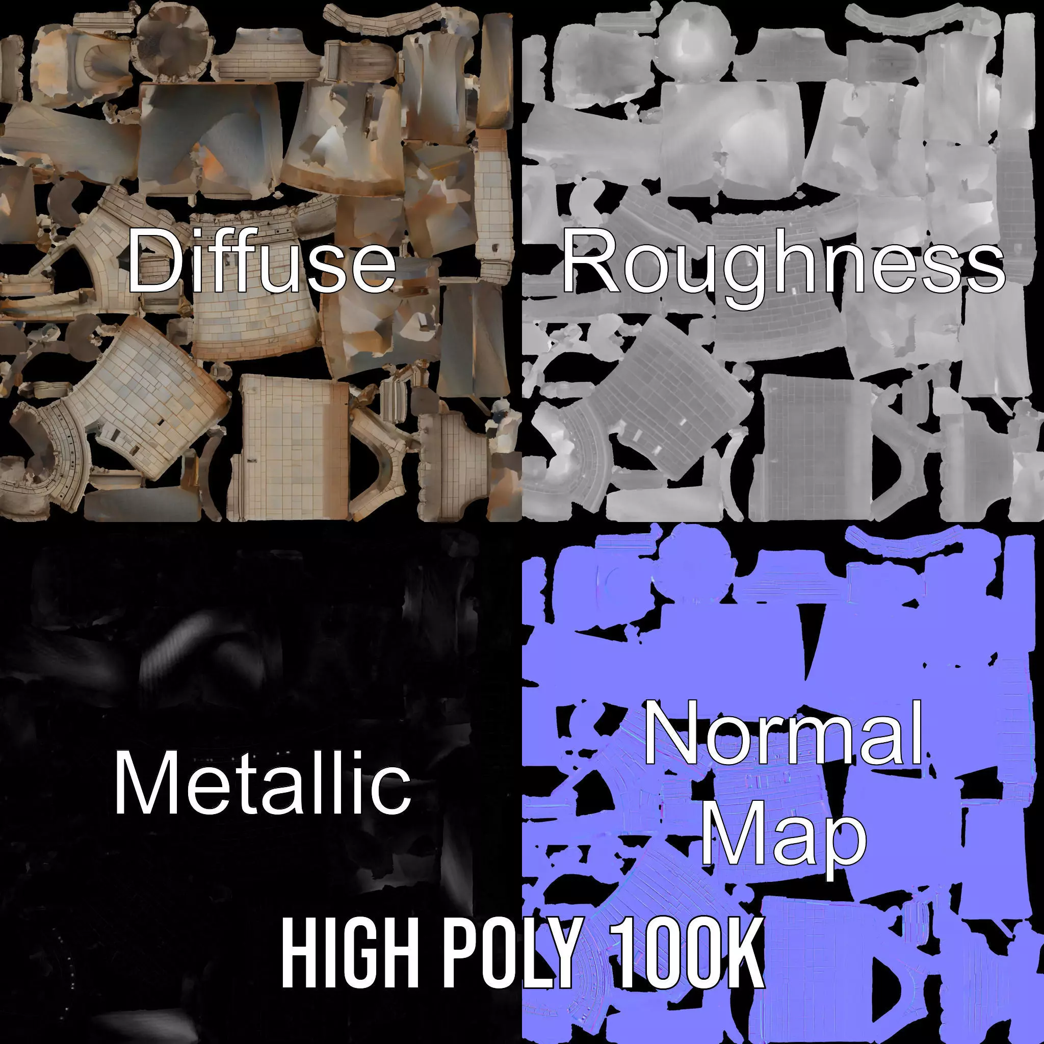 Stone Fortress Tower model pack Low-poly 3D model_4