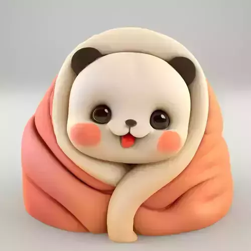 Cozy Panda  in Blanket STL Cute Desk Decor