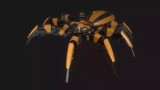 Spider Robot game Low-poly 3D model