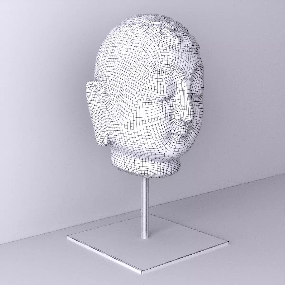 Antique Stone Buddha Head 3D model_3
