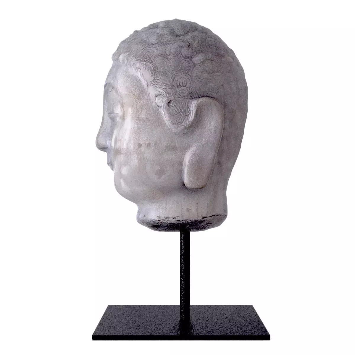 Antique Stone Buddha Head 3D model_4
