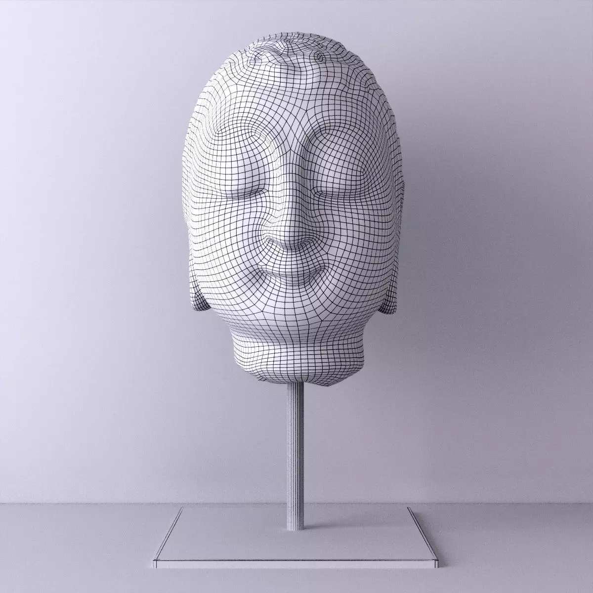 Antique Stone Buddha Head 3D model_1