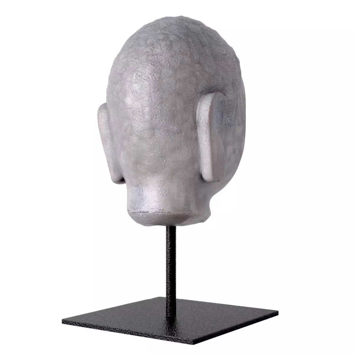 Antique Stone Buddha Head 3D model_5