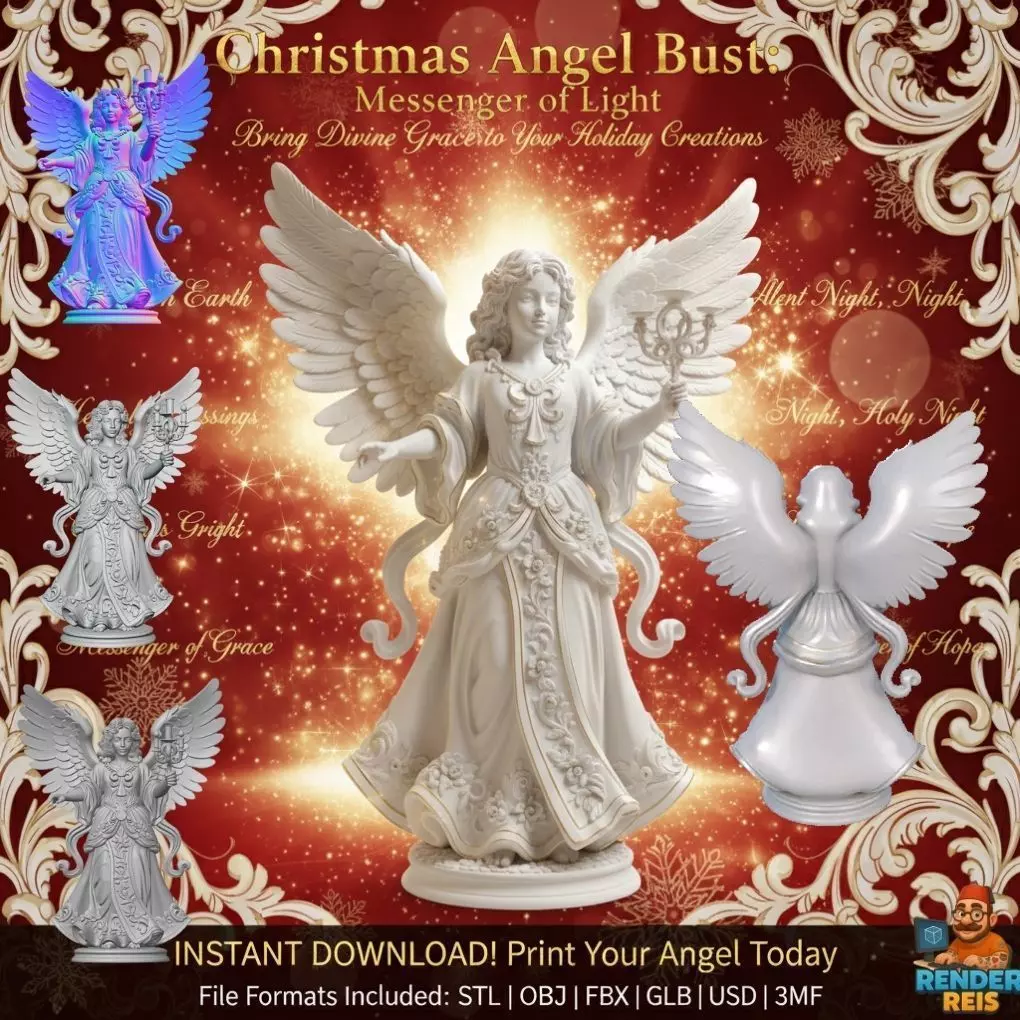 Christmas Angel Bust Messenger of Light 3D Model 3D print model