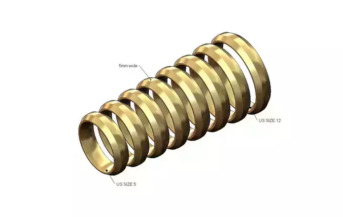 5mm wide chamfered sides comfort fit rounded wedding band  3D print model