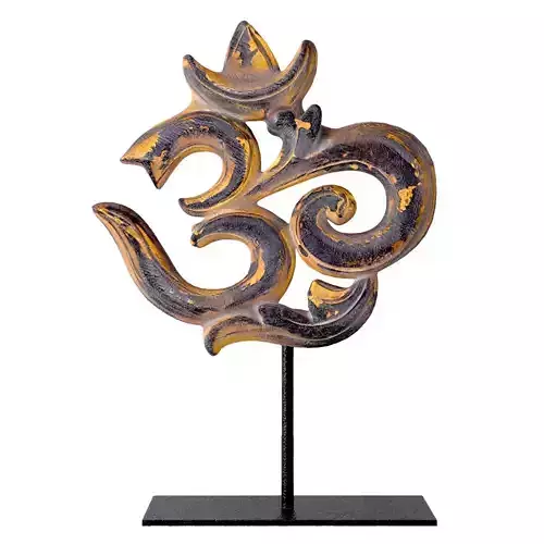 Antique Wooden Om Symbol