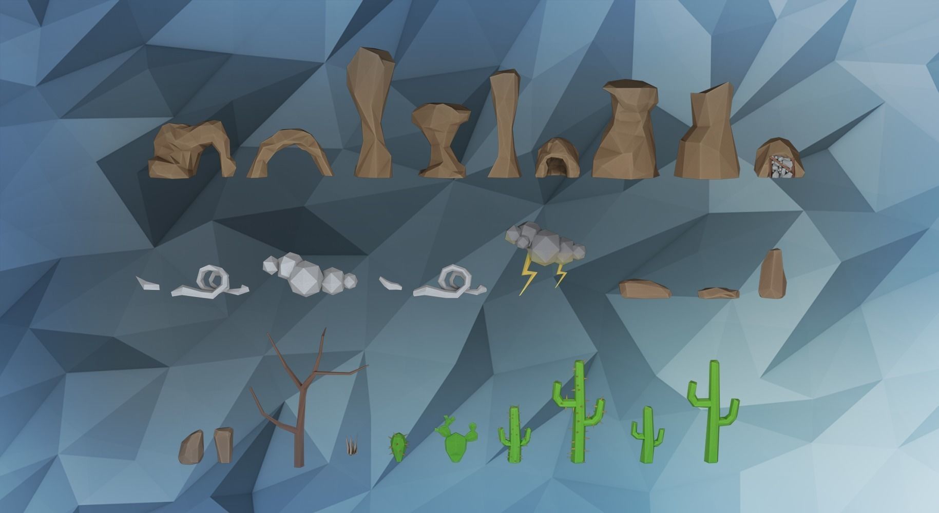 Low poly western desert town Low-poly 3D model_10