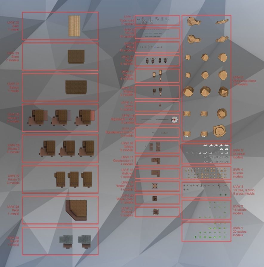 Low poly western desert town Low-poly 3D model_11