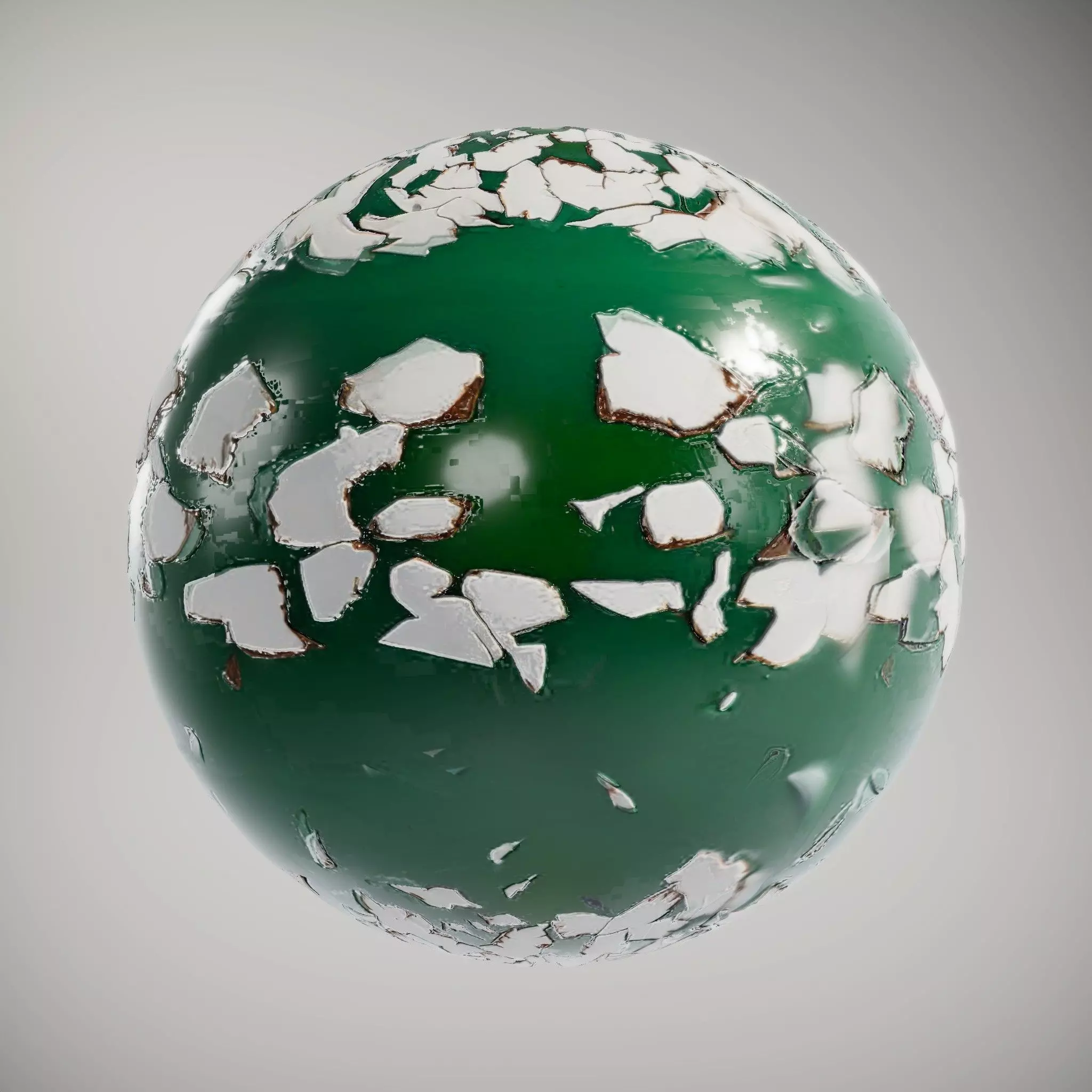 Chipped Paint Green Wall HQ PBR Textures Set Texture_3