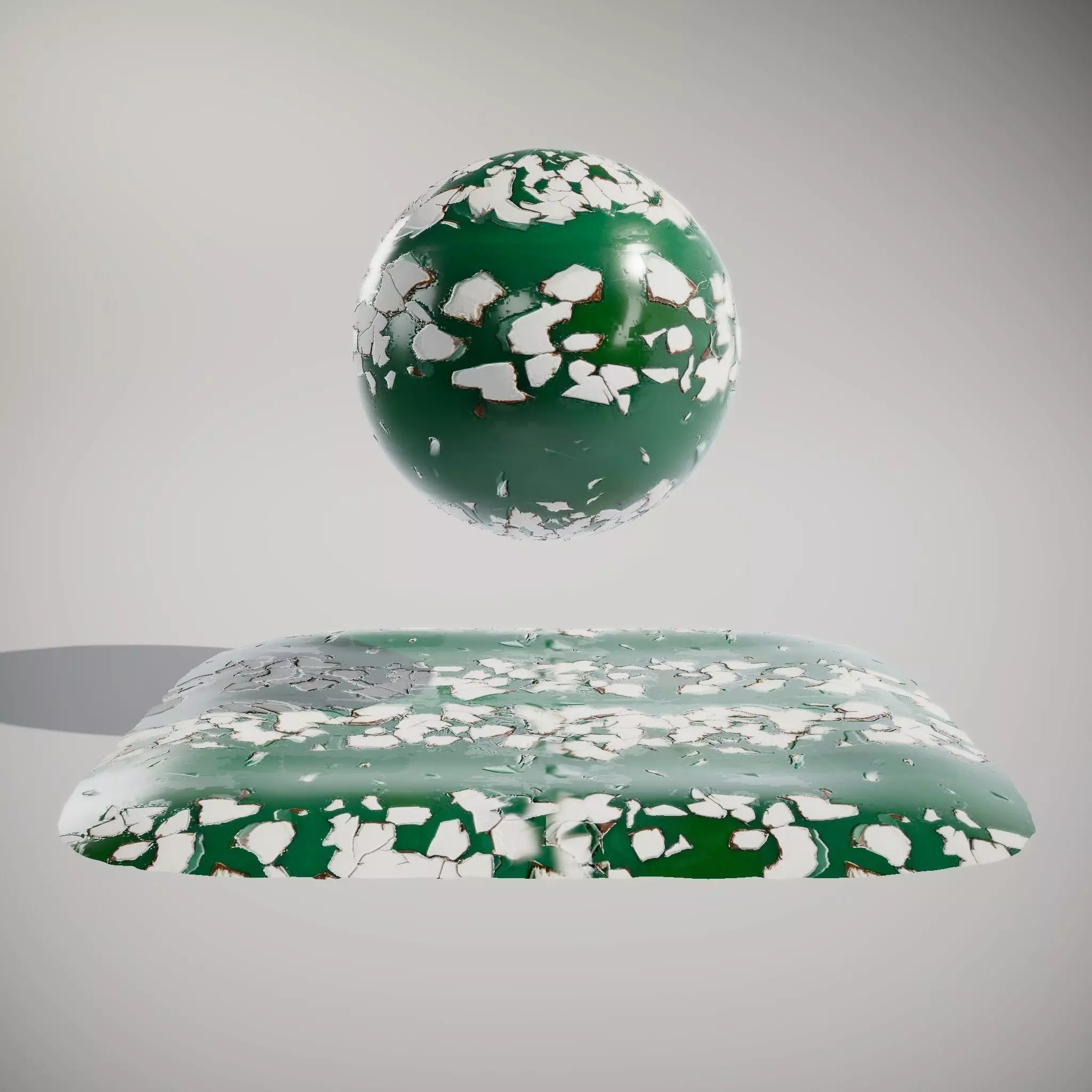 Chipped Paint Green Wall HQ PBR Textures Set Texture_4