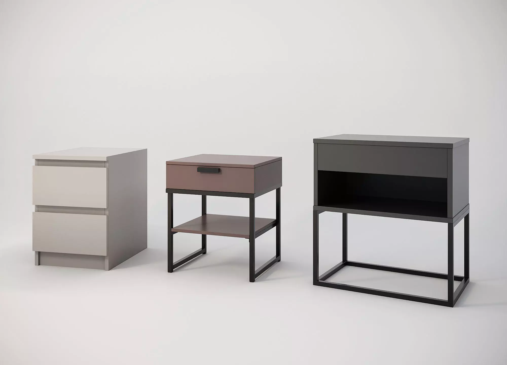 IKEA nightstands malm vikhammer trysil Low-poly 3D model