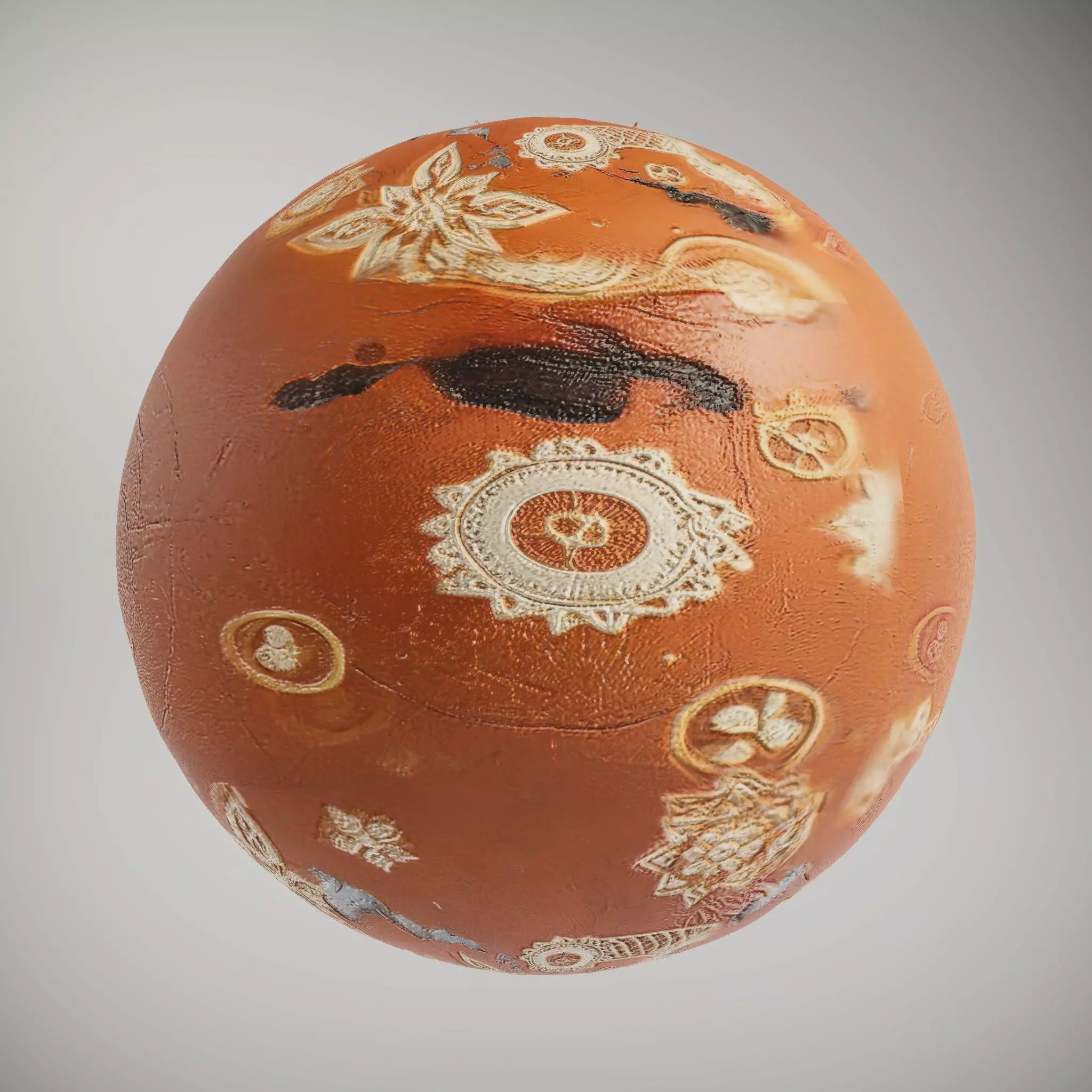 Terracotta Floral Engraved HQ PBR Textures Set Texture_3