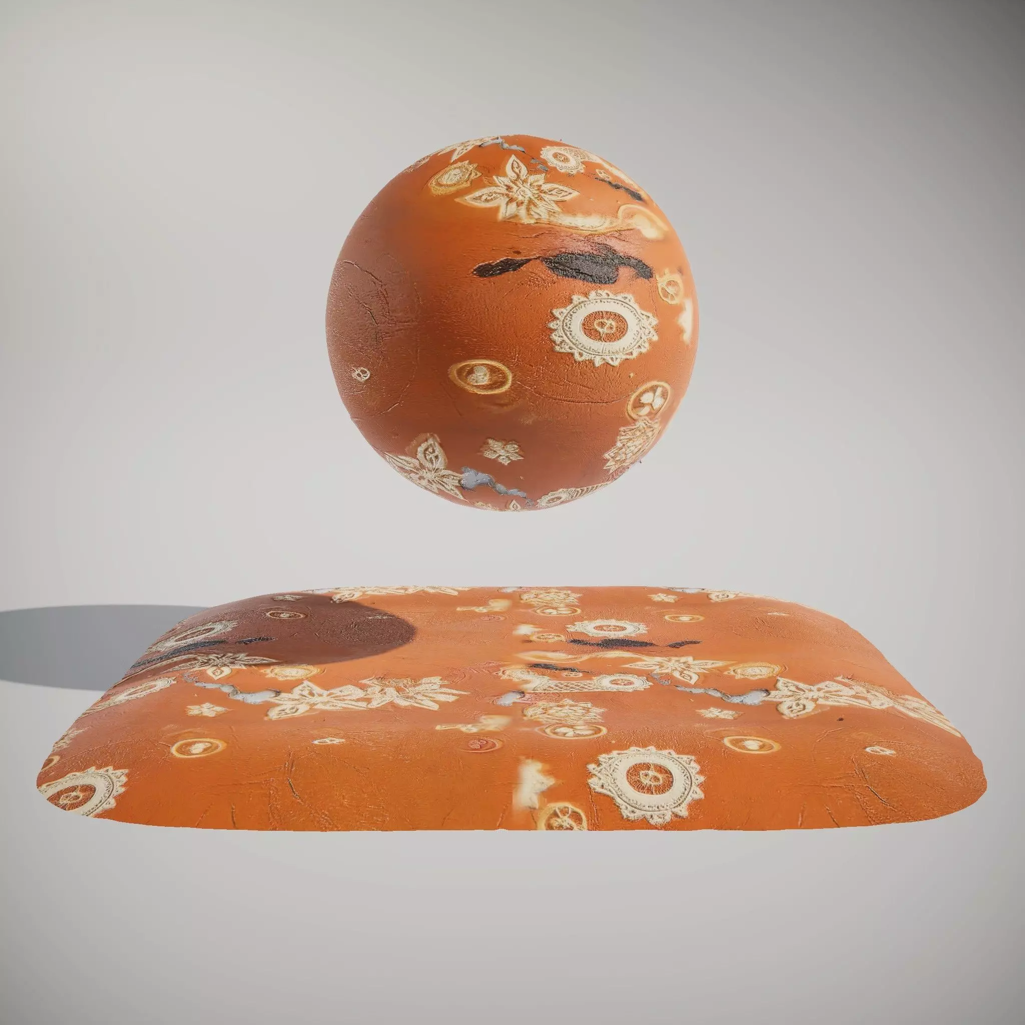 Terracotta Floral Engraved HQ PBR Textures Set Texture_0