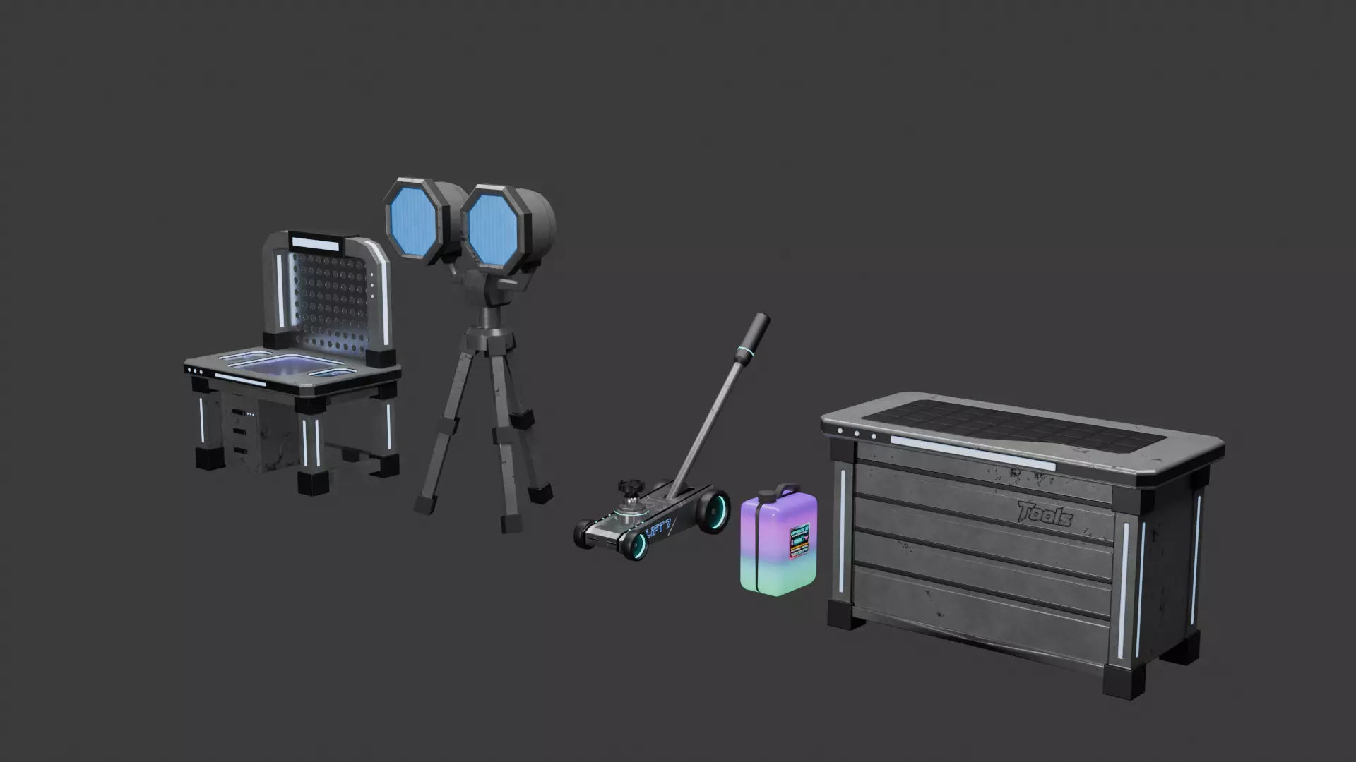 Industrial Workshop Pack  Sci-Fi Low Poly Props for Games Low-poly 3D model_1