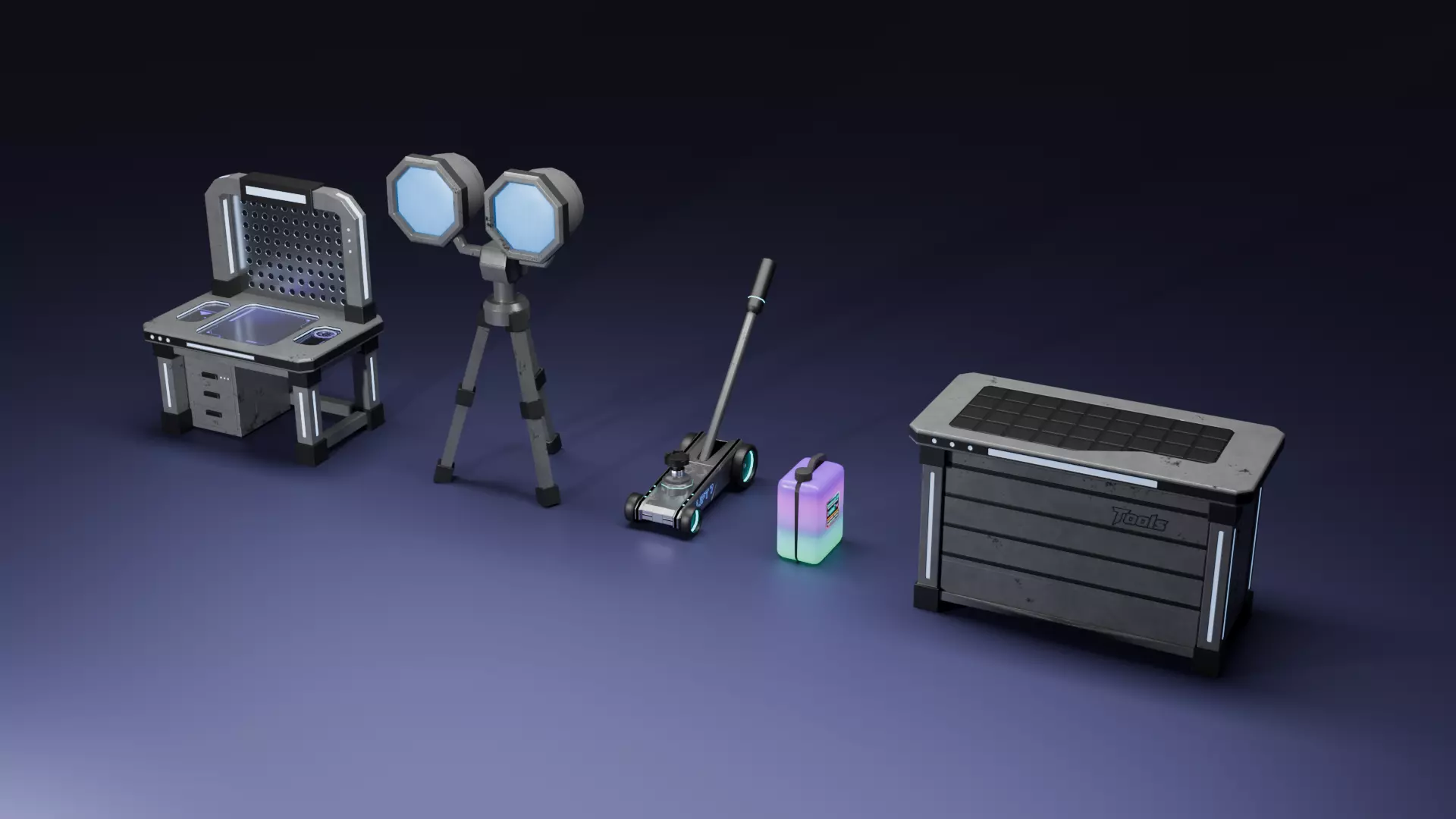 Industrial Workshop Pack  Sci-Fi Low Poly Props for Games Low-poly 3D model_0