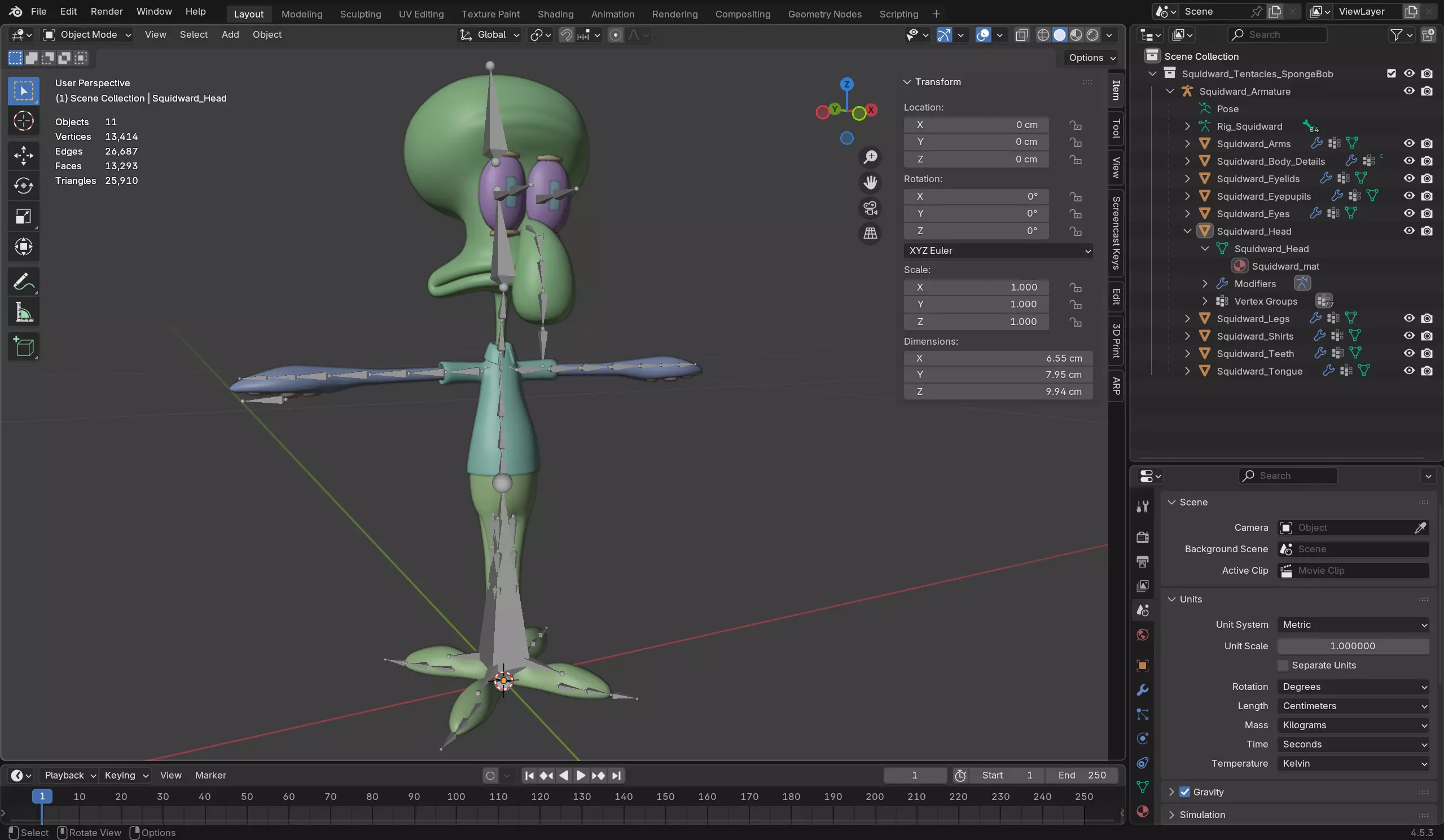 Squidward Tentacles - SpongeBob Low-poly 3D model_12