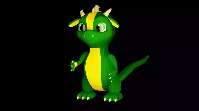 Cute Yellow Dragon Stylized 3D Character Model 