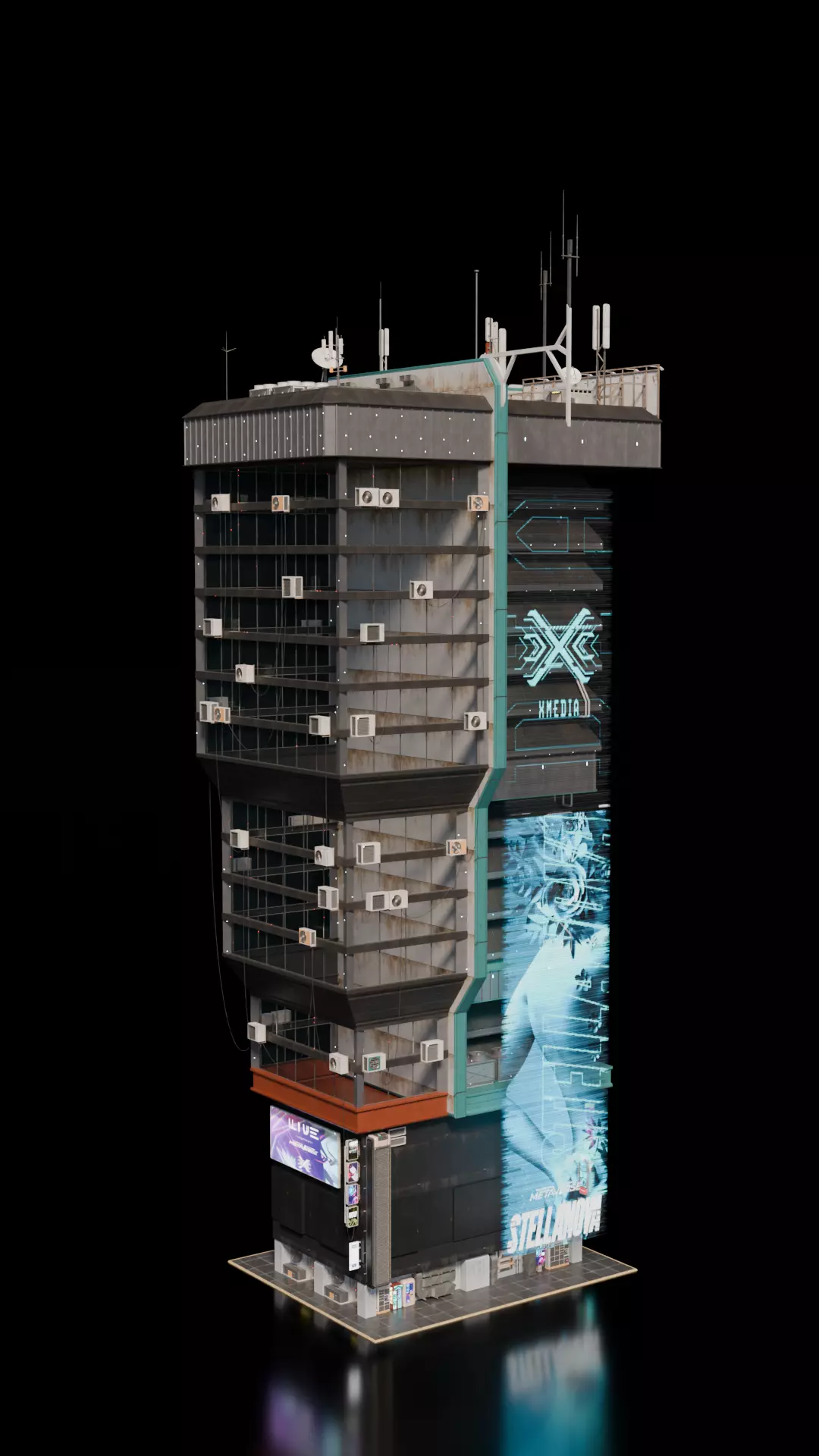 Cyberpunk building 30 3D model_1