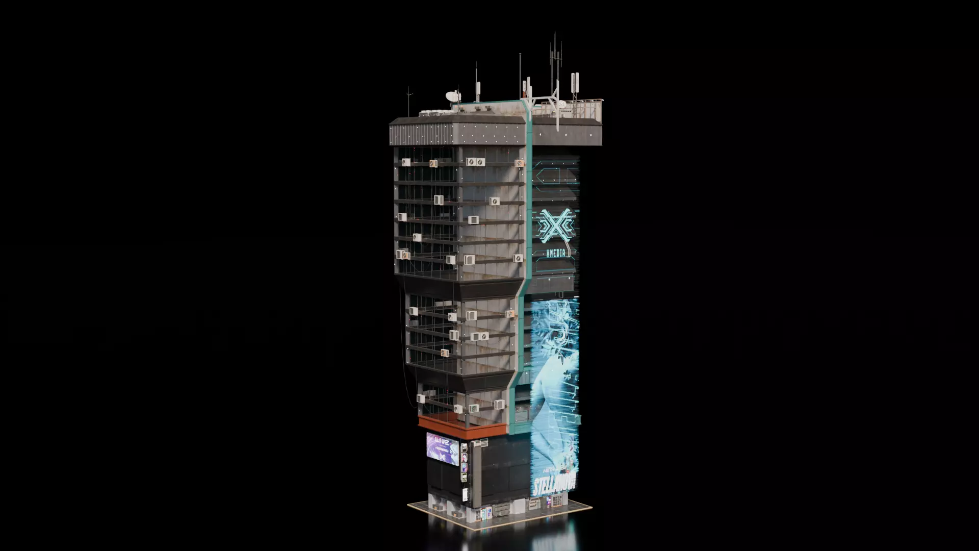 Cyberpunk building 30 3D model_0