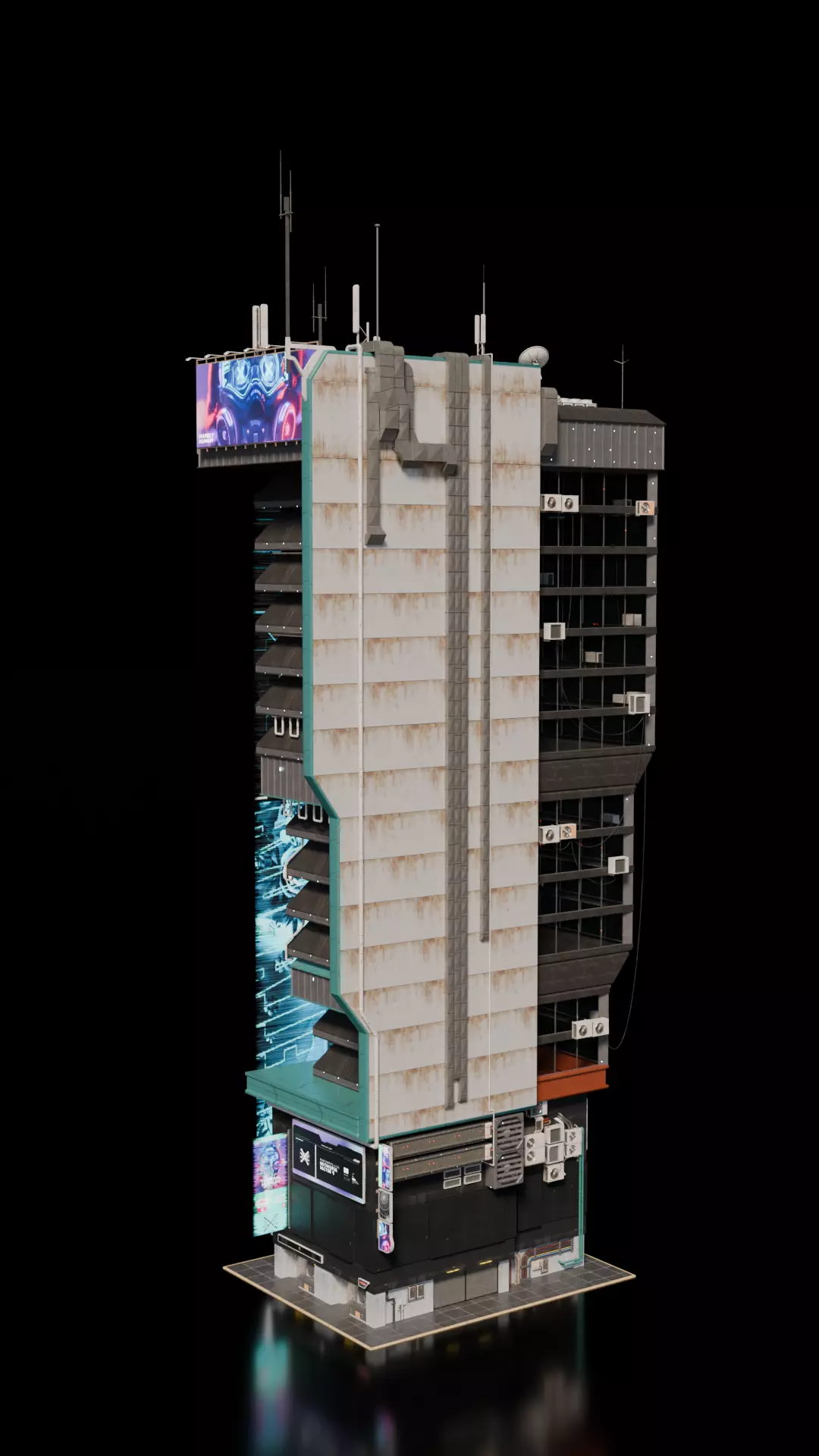 Cyberpunk building 30 3D model_2