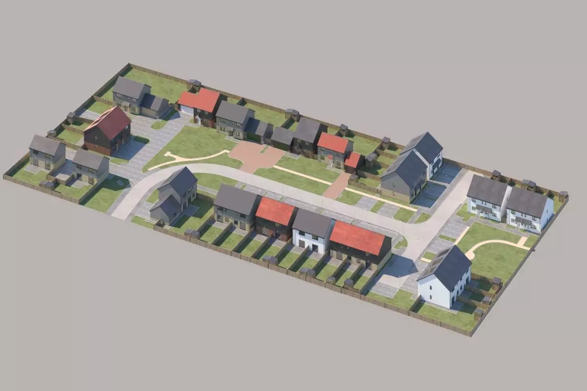 Typical  peaceful UK modern suburb neighbourhood 3D model_2