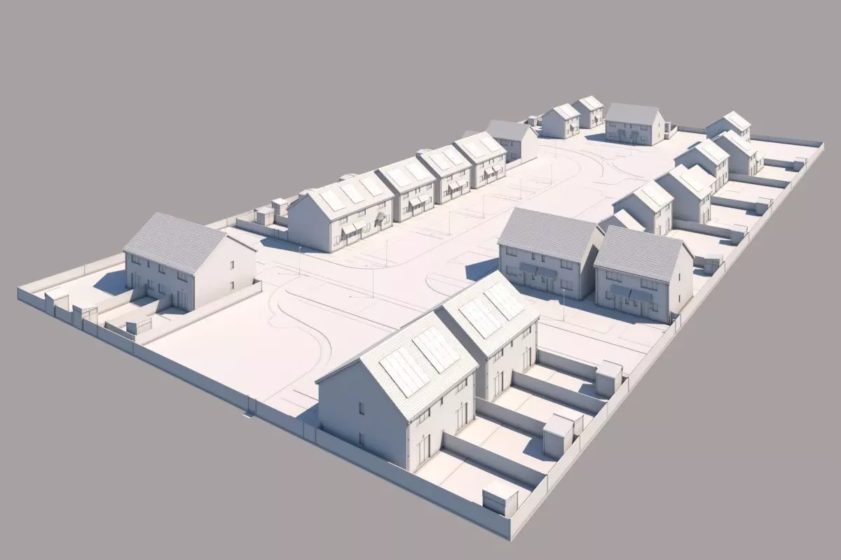 Typical  peaceful UK modern suburb neighbourhood 3D model_17