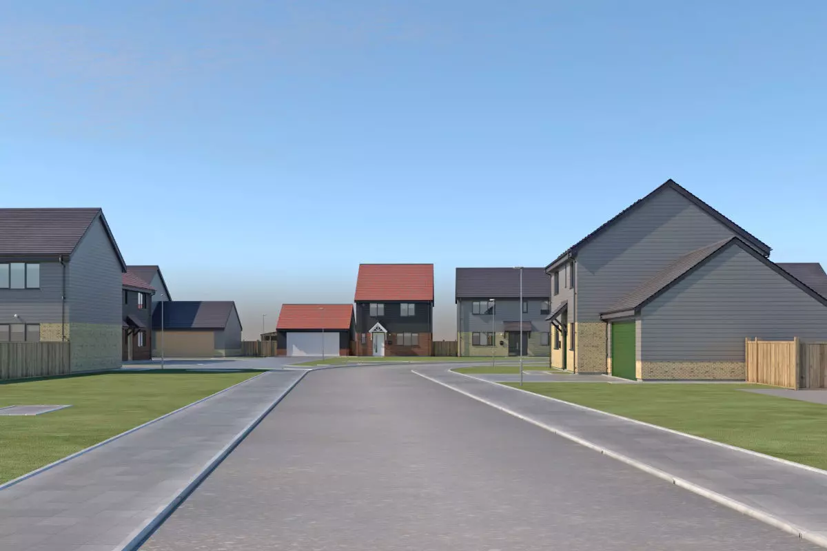 Typical  peaceful UK modern suburb neighbourhood 3D model_14