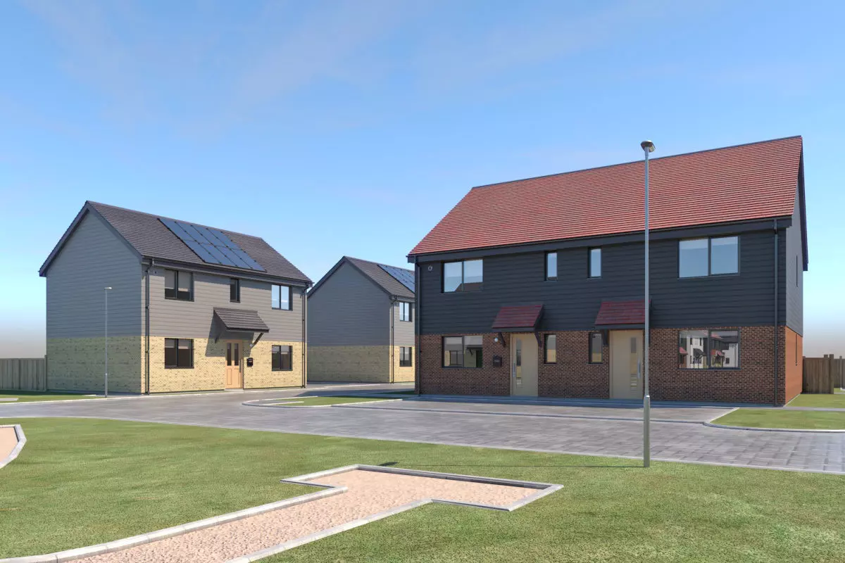 Typical  peaceful UK modern suburb neighbourhood 3D model_8