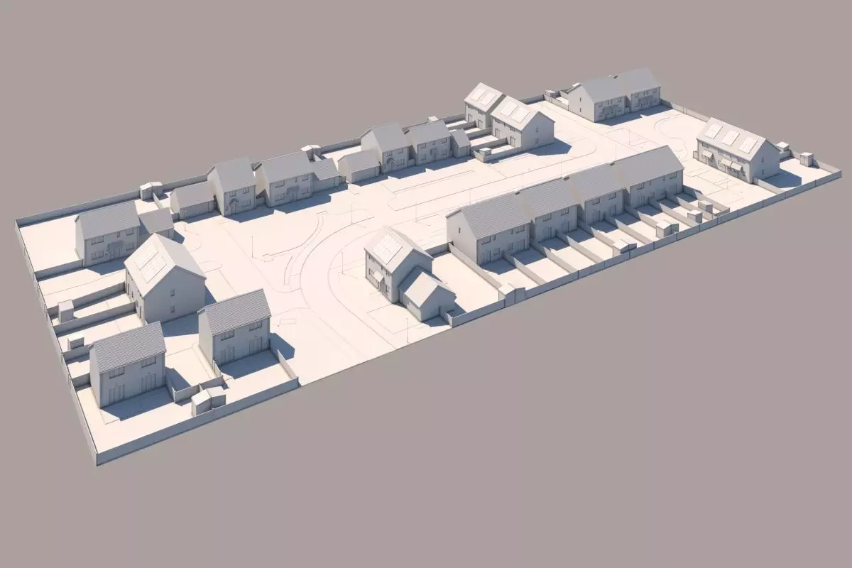 Typical  peaceful UK modern suburb neighbourhood 3D model_16