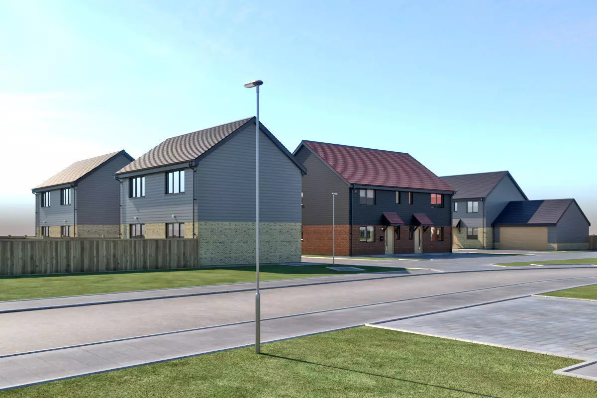 Typical  peaceful UK modern suburb neighbourhood 3D model_15
