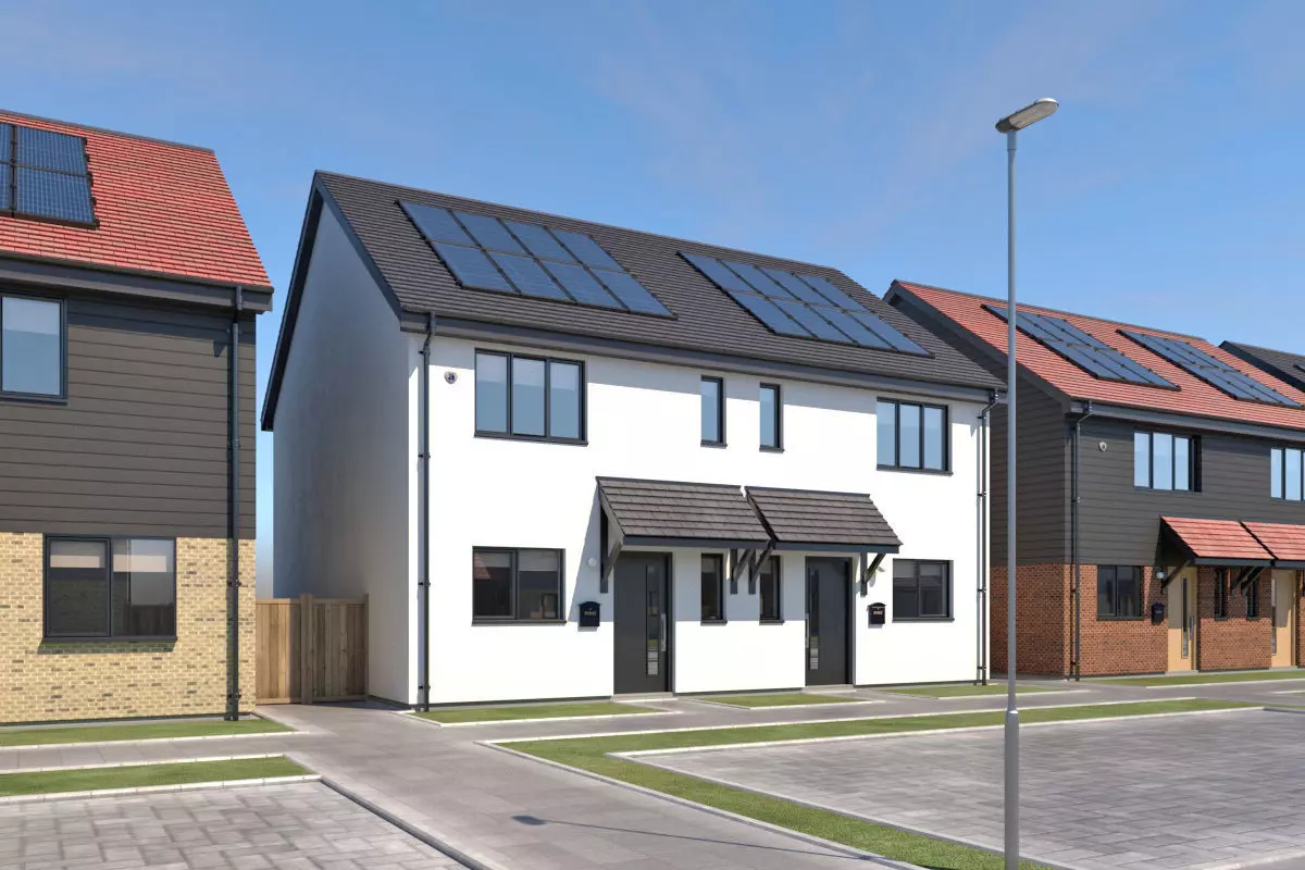 Typical  peaceful UK modern suburb neighbourhood 3D model_5