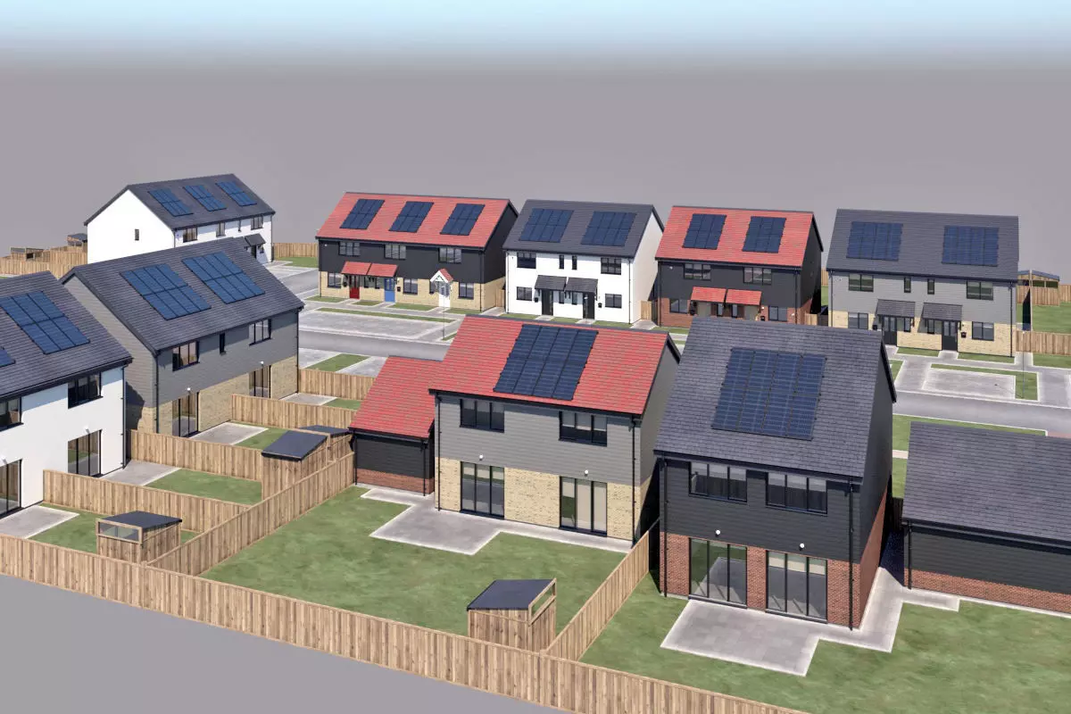 Typical  peaceful UK modern suburb neighbourhood 3D model_0