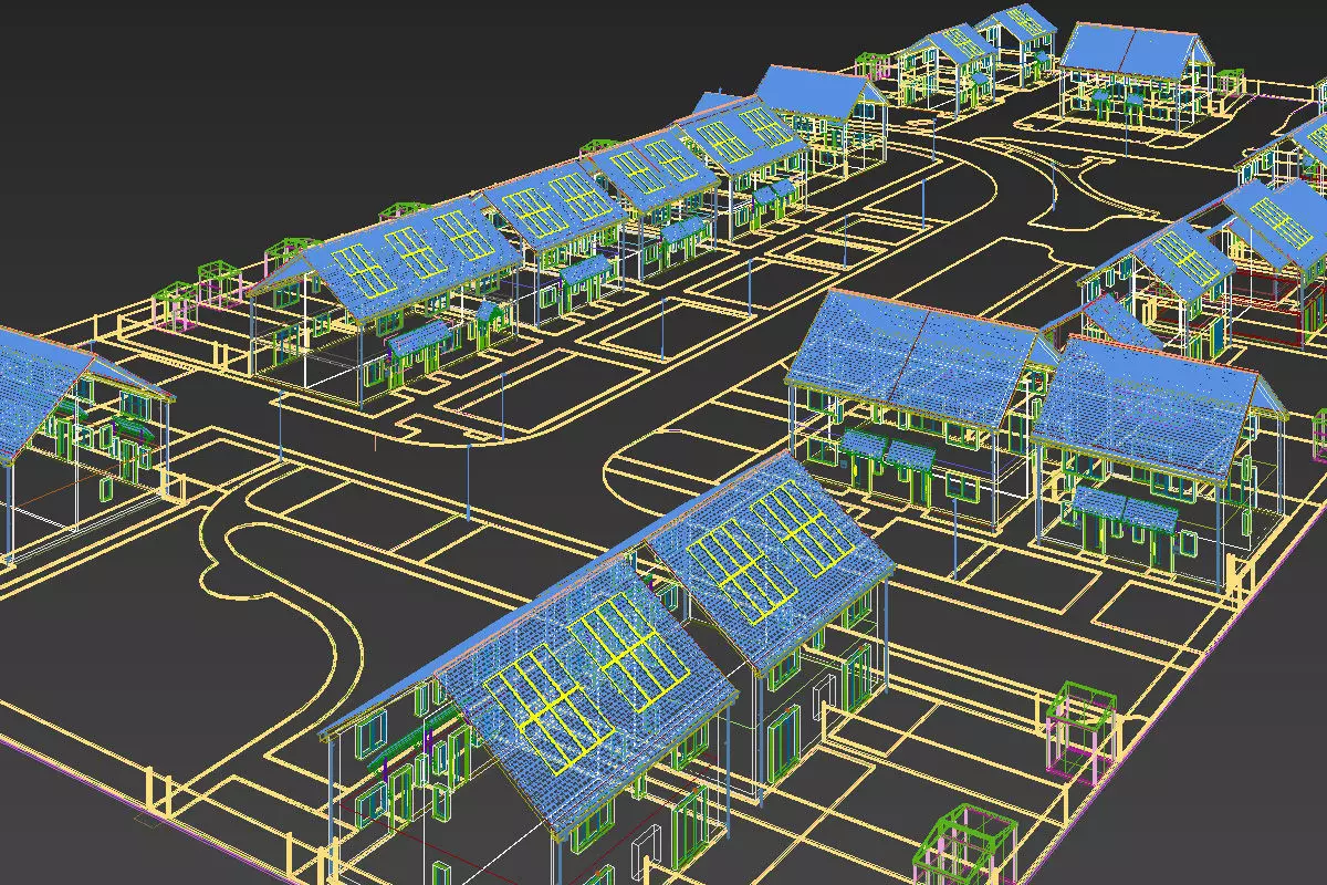 Typical  peaceful UK modern suburb neighbourhood 3D model_20