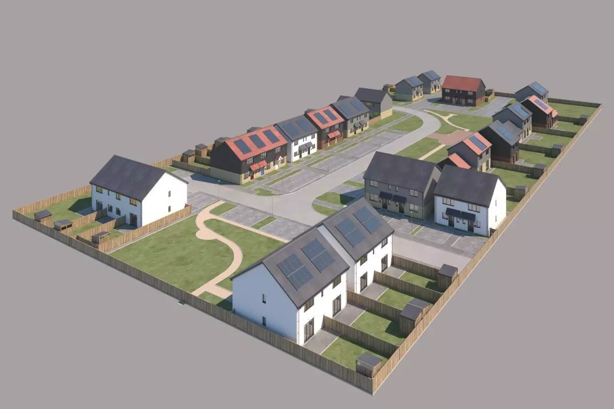 Typical  peaceful UK modern suburb neighbourhood 3D model_4